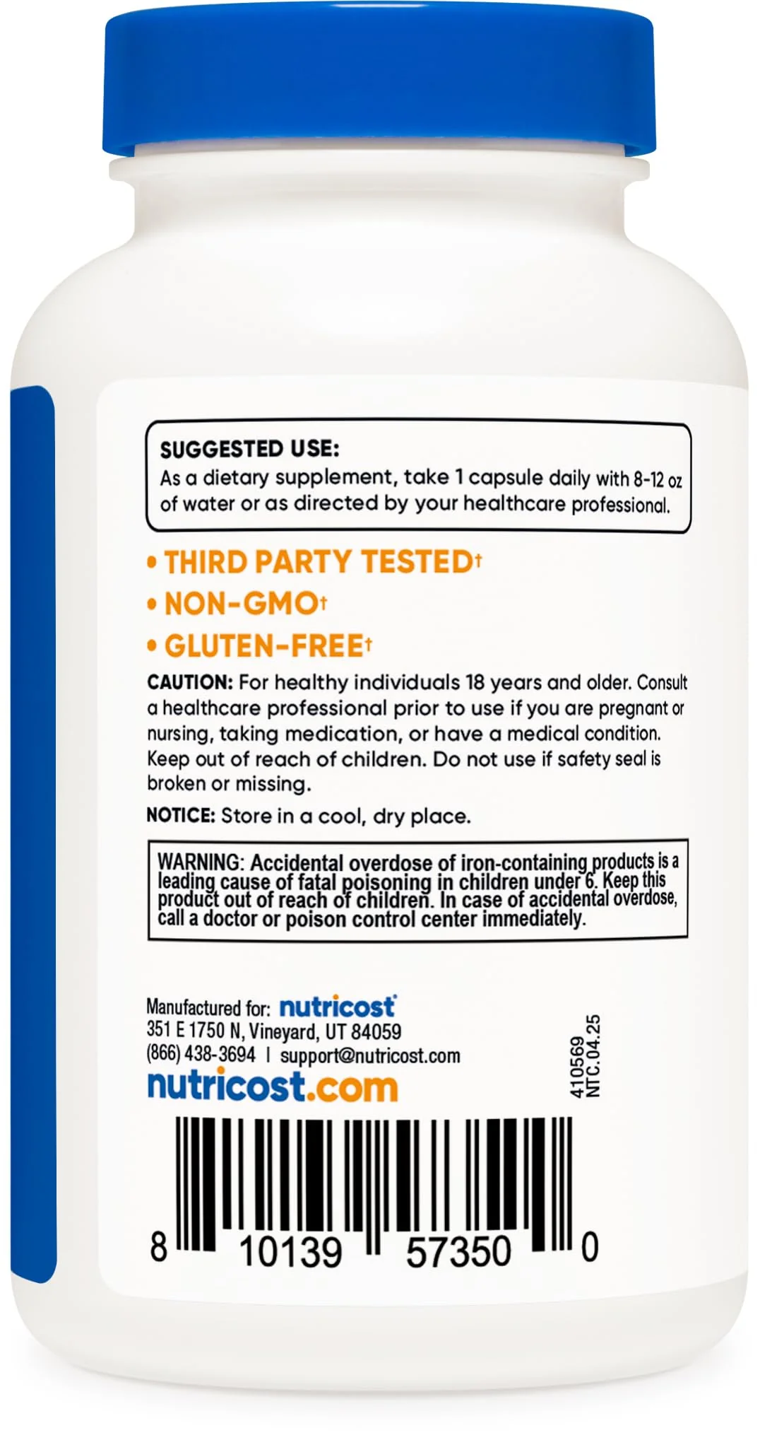 Nutricost Chelated Iron (from Ferrochel) 18mg, 240 Capsules - Gluten Free, Non GMO Iron Chelate Supplement - Image 3