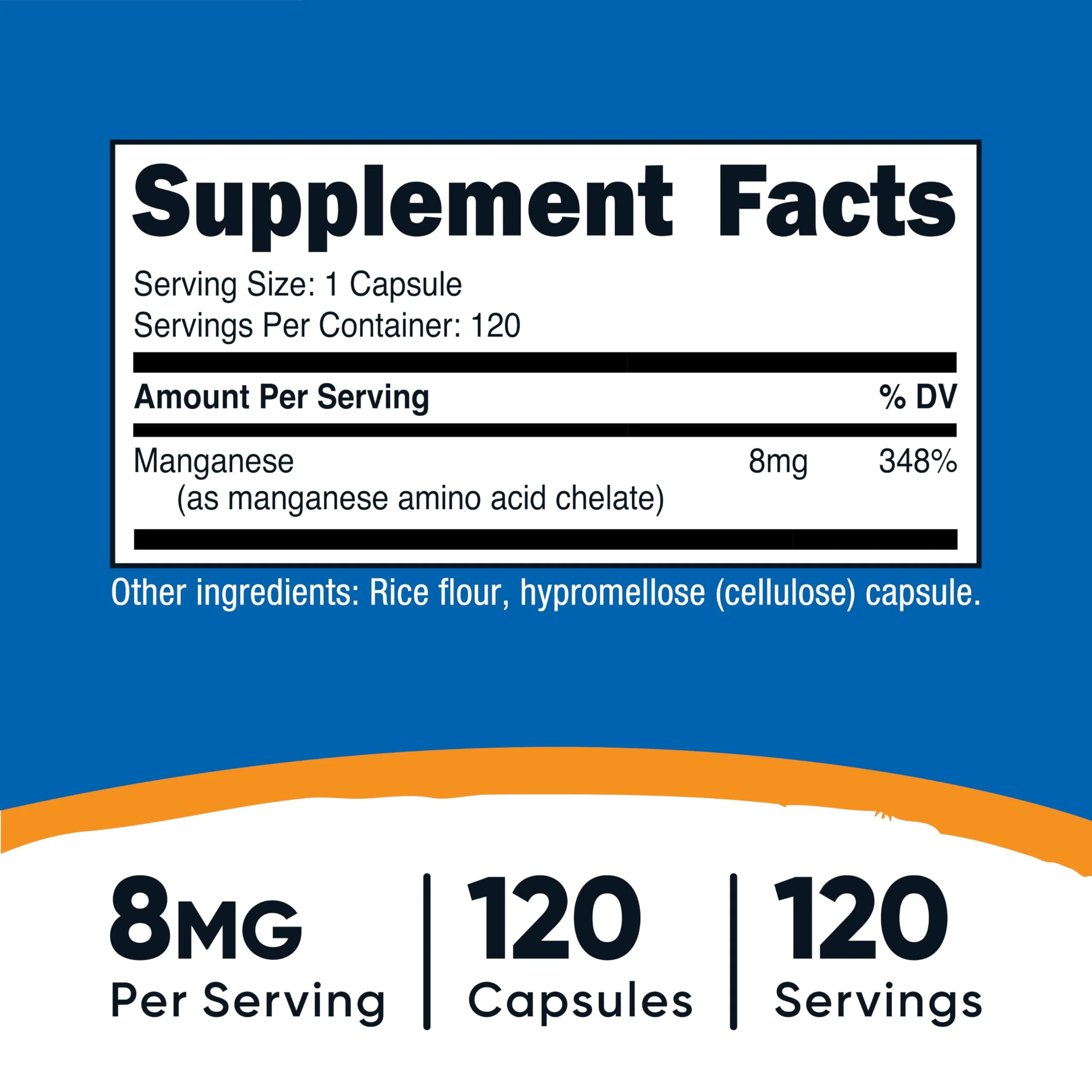 Nutricost Chelated Manganese Supplement 8mg, Amino Acid Chelate, 120 Capsules, 120 Servings - Gluten Free, Non-GMO and Vegetarian Friendly - Image 5