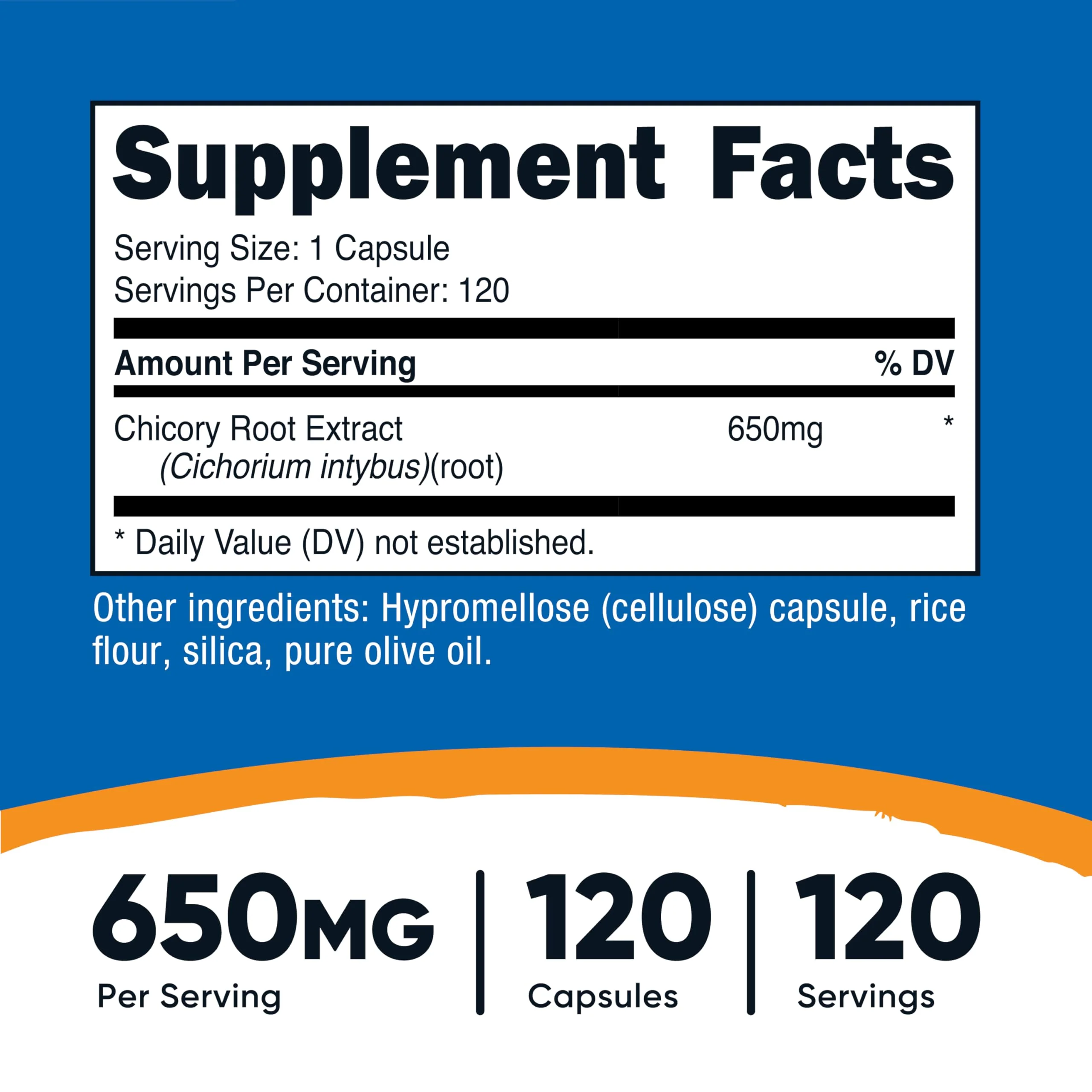 Nutricost Chicory Root 650mg Per Capsule - 120 Plant-Based Capsules, Non-GMO, Gluten Free - Image 5