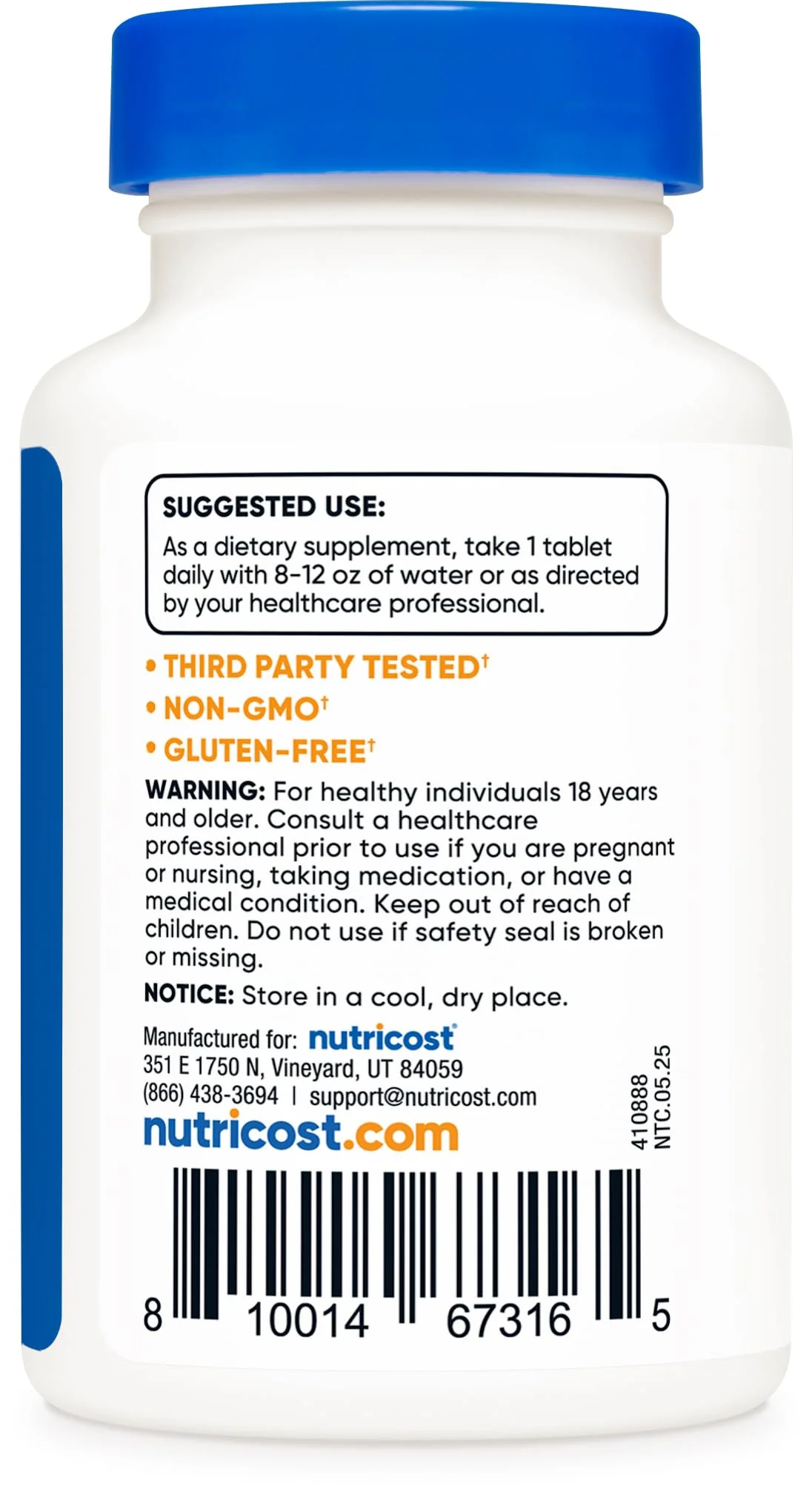 Nutricost Chromium 1000mcg, 240 Tablets - Gluten Free, Non-GMO - Image 3