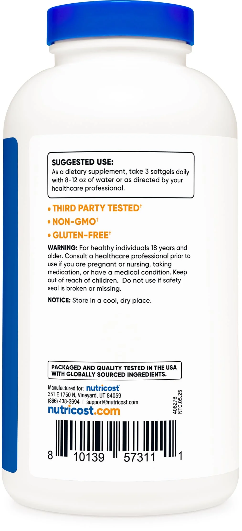 Nutricost CLA (Conjugated Linoleic Acid) 2,400mg, 240 Softgels - Gluten Free, Non-GMO, 800mg Per Softgel (2 Bottles) - Image 3