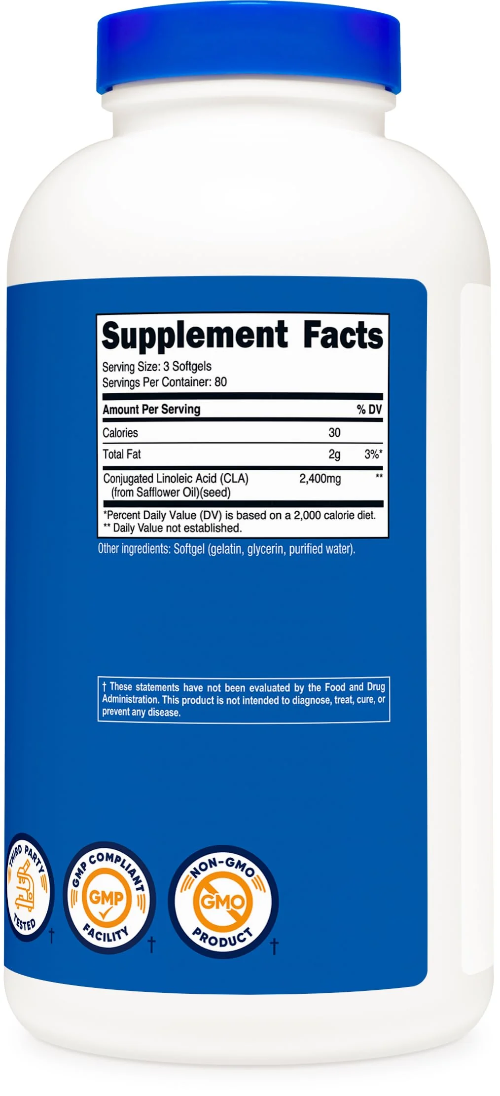 Nutricost CLA (Conjugated Linoleic Acid) 2,400mg, 240 Softgels - Gluten Free, Non-GMO, 800mg Per Softgel (3 Bottles) - Image 2