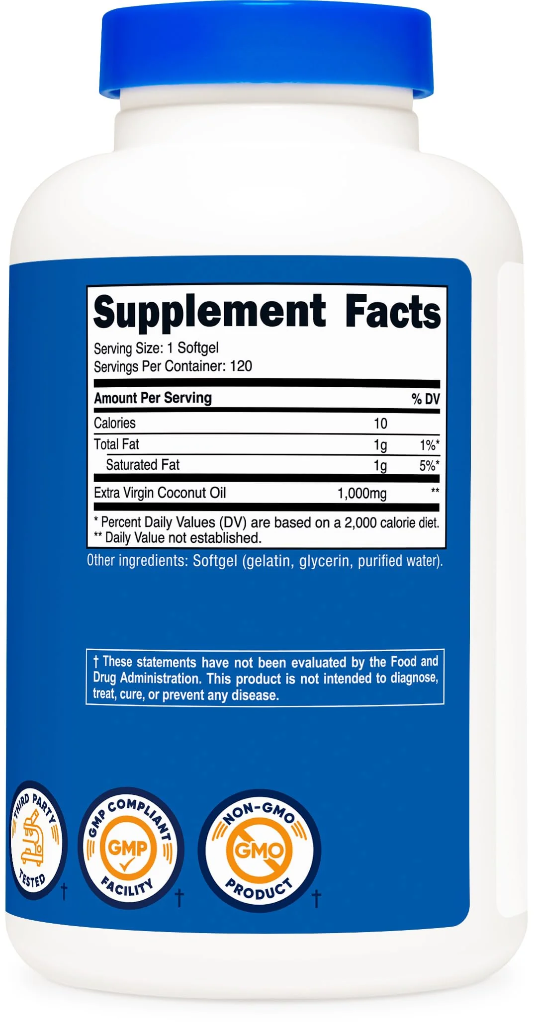 Nutricost Coconut Oil Softgels (1000mg) 120 Softgels - Extra Virgin Coconut Oil - Gluten Free and Non-GMO - Image 2