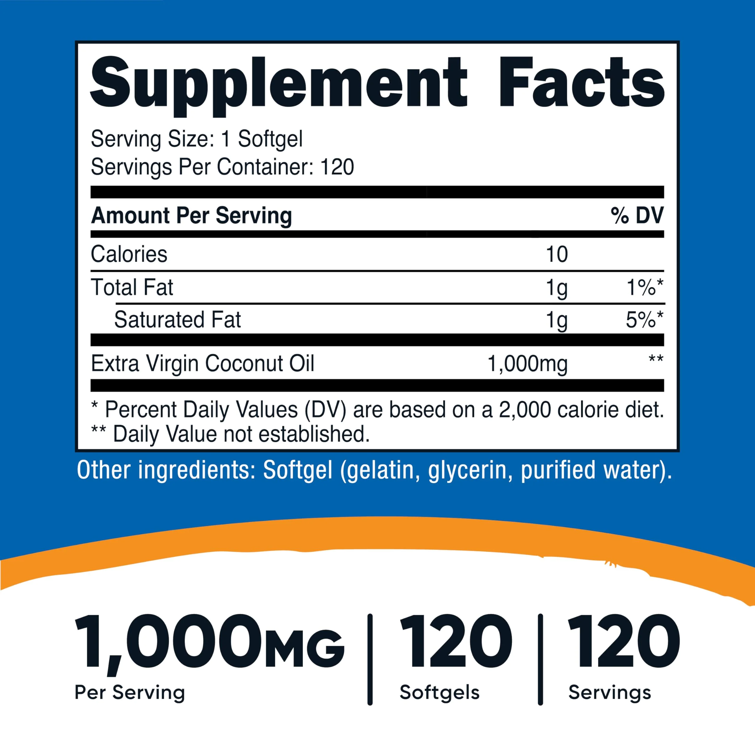 Nutricost Coconut Oil Softgels (1000mg) 120 Softgels - Extra Virgin Coconut Oil - Gluten Free and Non-GMO - Image 5
