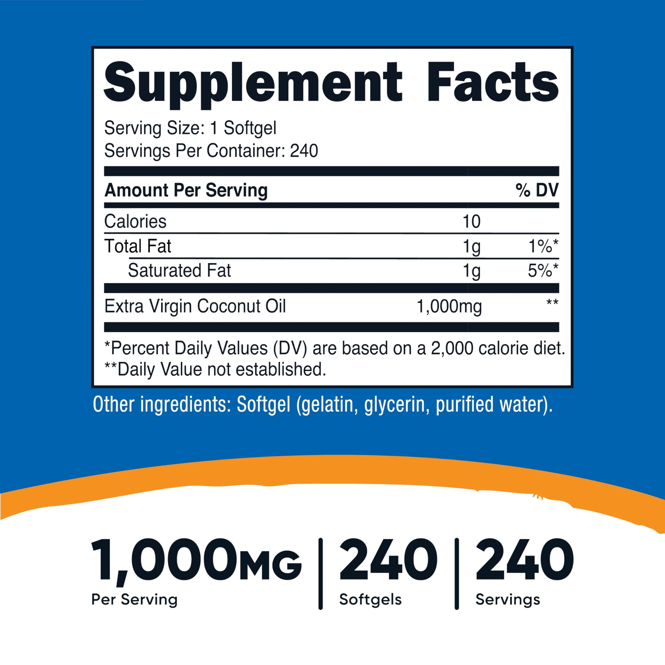 Nutricost Coconut Oil Softgels (1000mg) 240 Softgels - Extra Virgin Coconut Oil - Gluten Free and Non-GMO - Image 5
