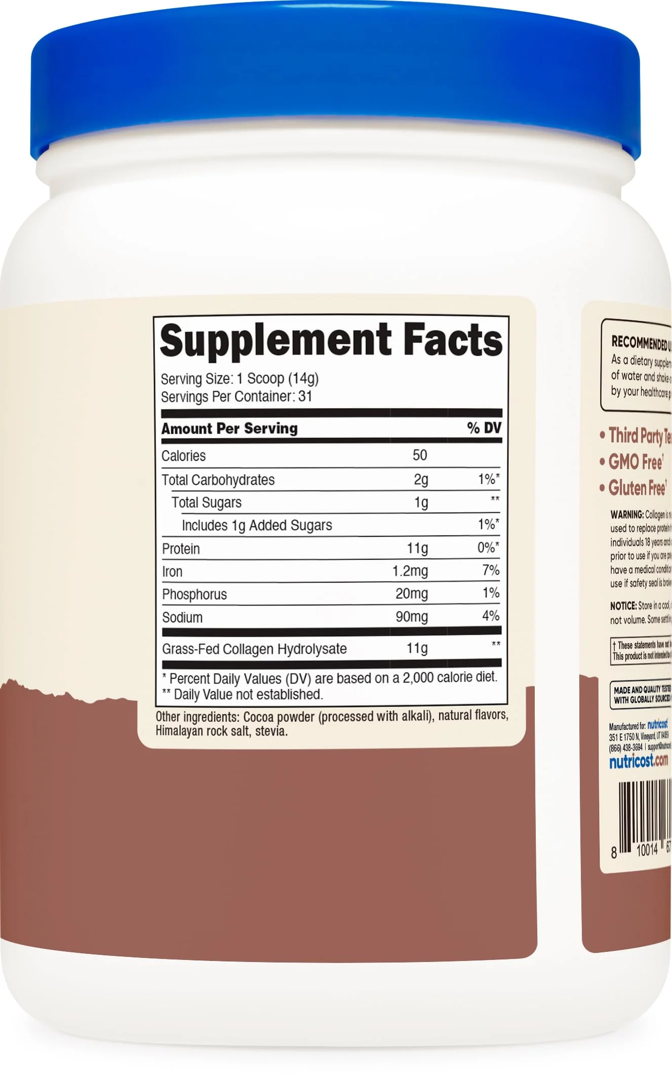Nutricost Collagen Peptides Powder 1LB (454 G) (Chocolate) - Grass Fed Bovine Collagen Hydrolysate - Image 4