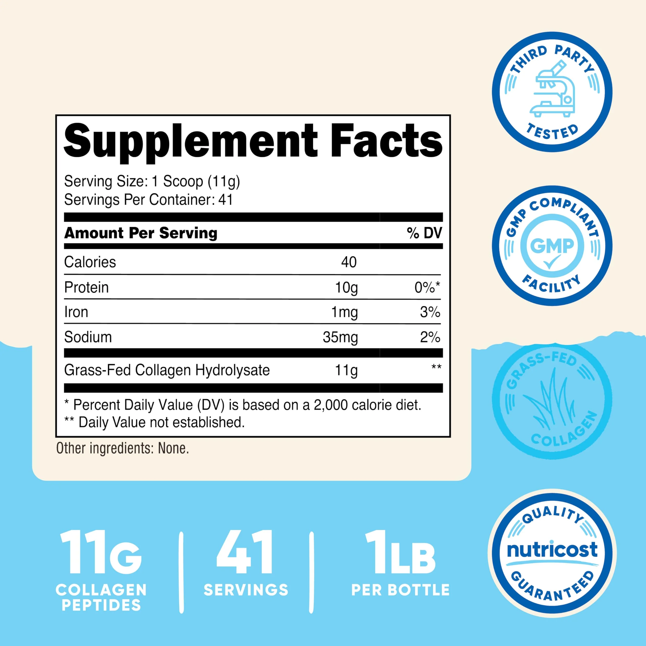 Nutricost Collagen Peptides Powder 1LB (454 G) - Grass Fed Bovine Collagen Hydrolysate (Unflavored) - Image 8