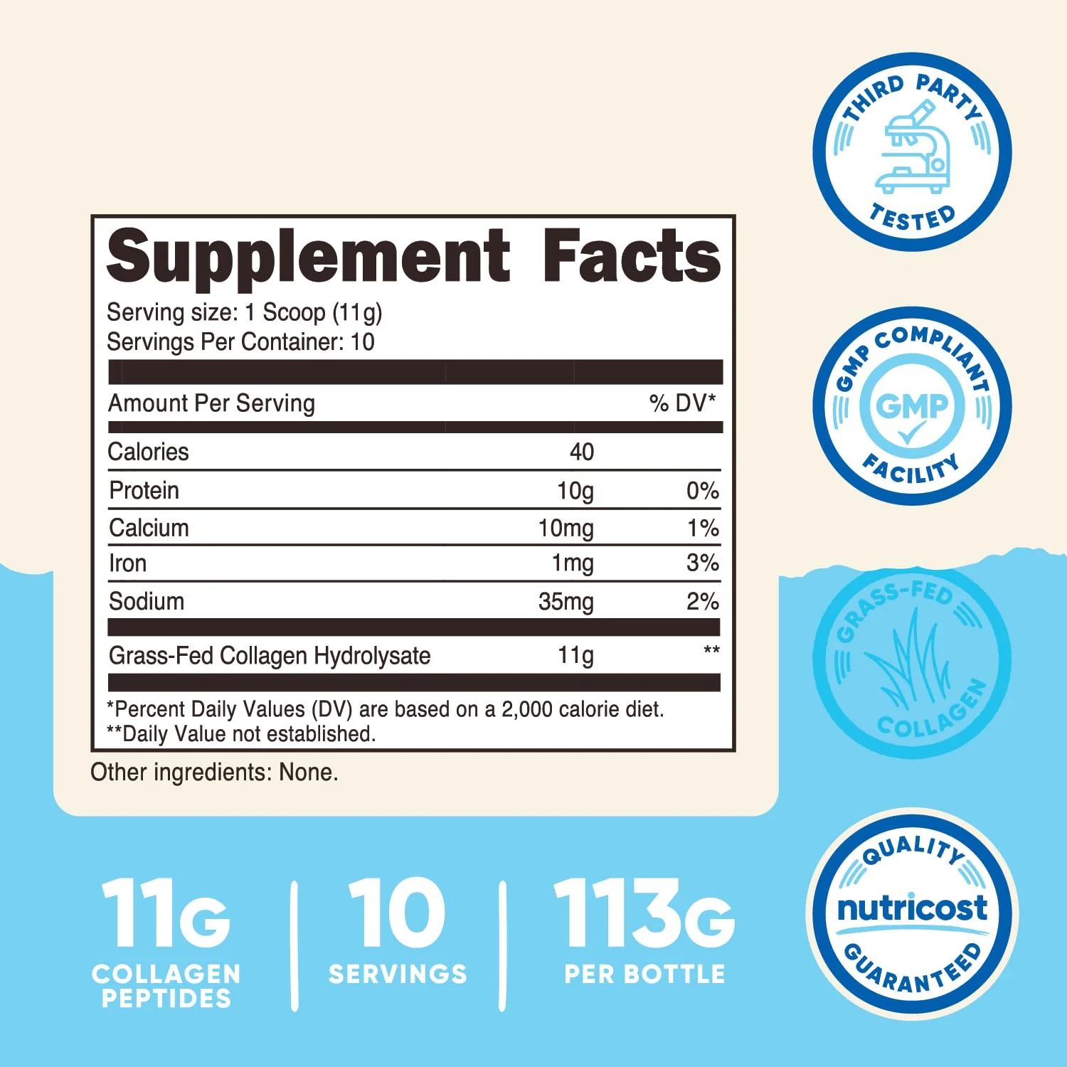 Nutricost Collagen Peptides Powder 4 oz (Unflavored) Type I, Type III Collagen - Grass-Fed, Gluten Free and Non-GMO - Image 5