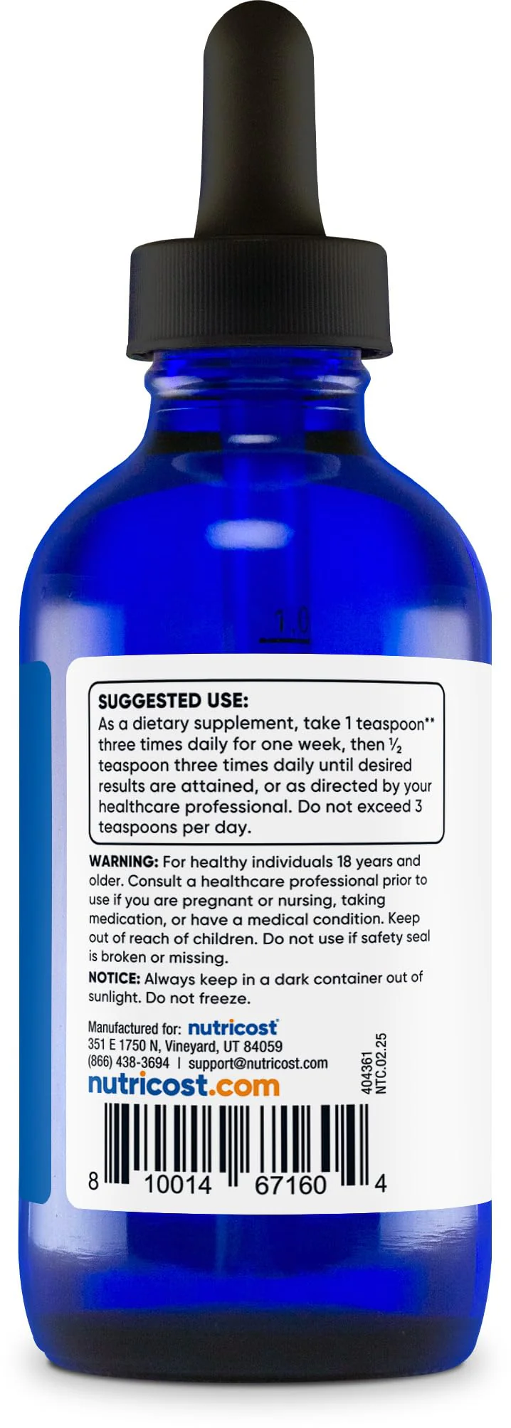 Nutricost Colloidal Silver 4oz - Cobalt Blue Glass Bottles, Bio-Active Colloidal Silver - Image 4