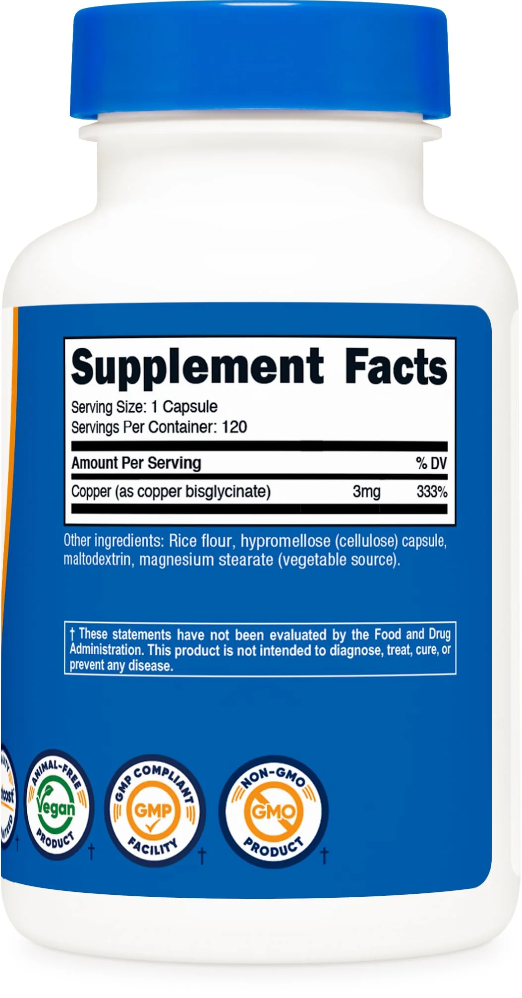 Nutricost Copper Glycinate Capsules (120 Capsules, 3MG Copper per Serving) - Non GMO, Vegan - Image 2