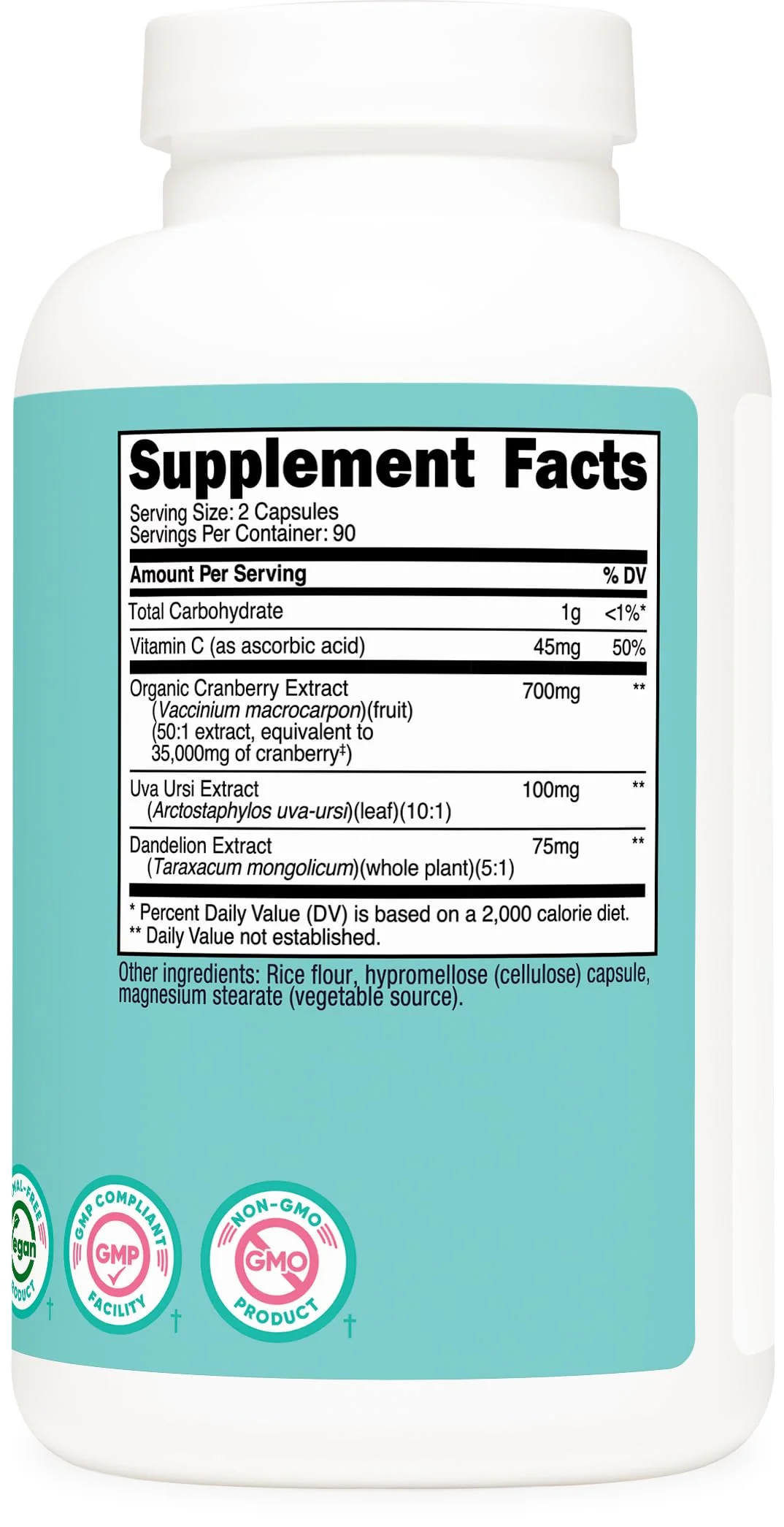 Nutricost Cranberry Extract for Women 35,000mg Equivalent from 700mg of 50:1 Extract, 180 Capsules for 90 Servings – with Vitamin C, Uva Ursi & Dandelion Root, Vegan, GMO-Free & Gluten-Free - Image 2