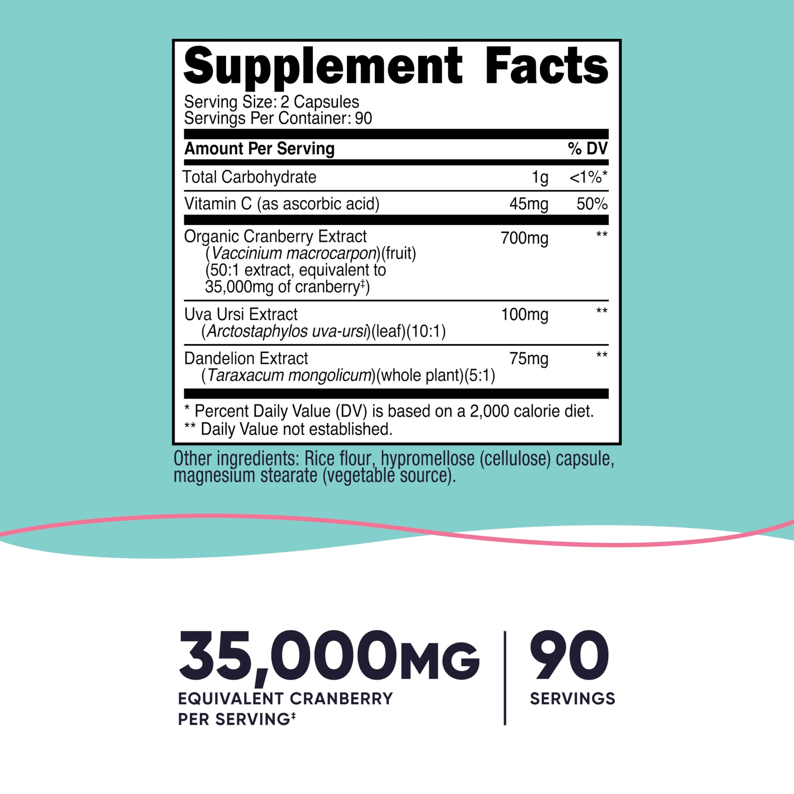 Nutricost Cranberry Extract for Women 35,000mg Equivalent from 700mg of 50:1 Extract, 180 Capsules for 90 Servings – with Vitamin C, Uva Ursi & Dandelion Root, Vegan, GMO-Free & Gluten-Free - Image 5