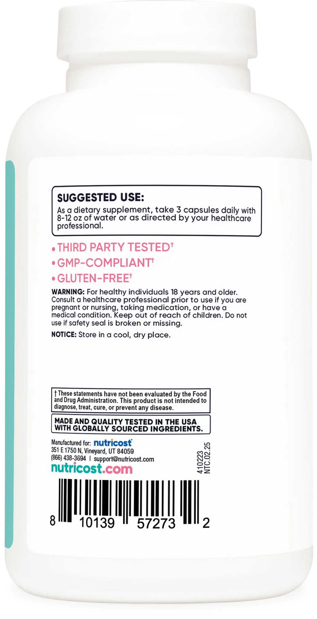 Nutricost D-Mannose 1300mg with Cranberry Extract for Women 25,000mg Equivalent from 500mg of 50:1 Extract Per Serving, 180 Capsules for 60 Servings Per Bottle - Vegan, GMO Free and Gluten Free - Image 3