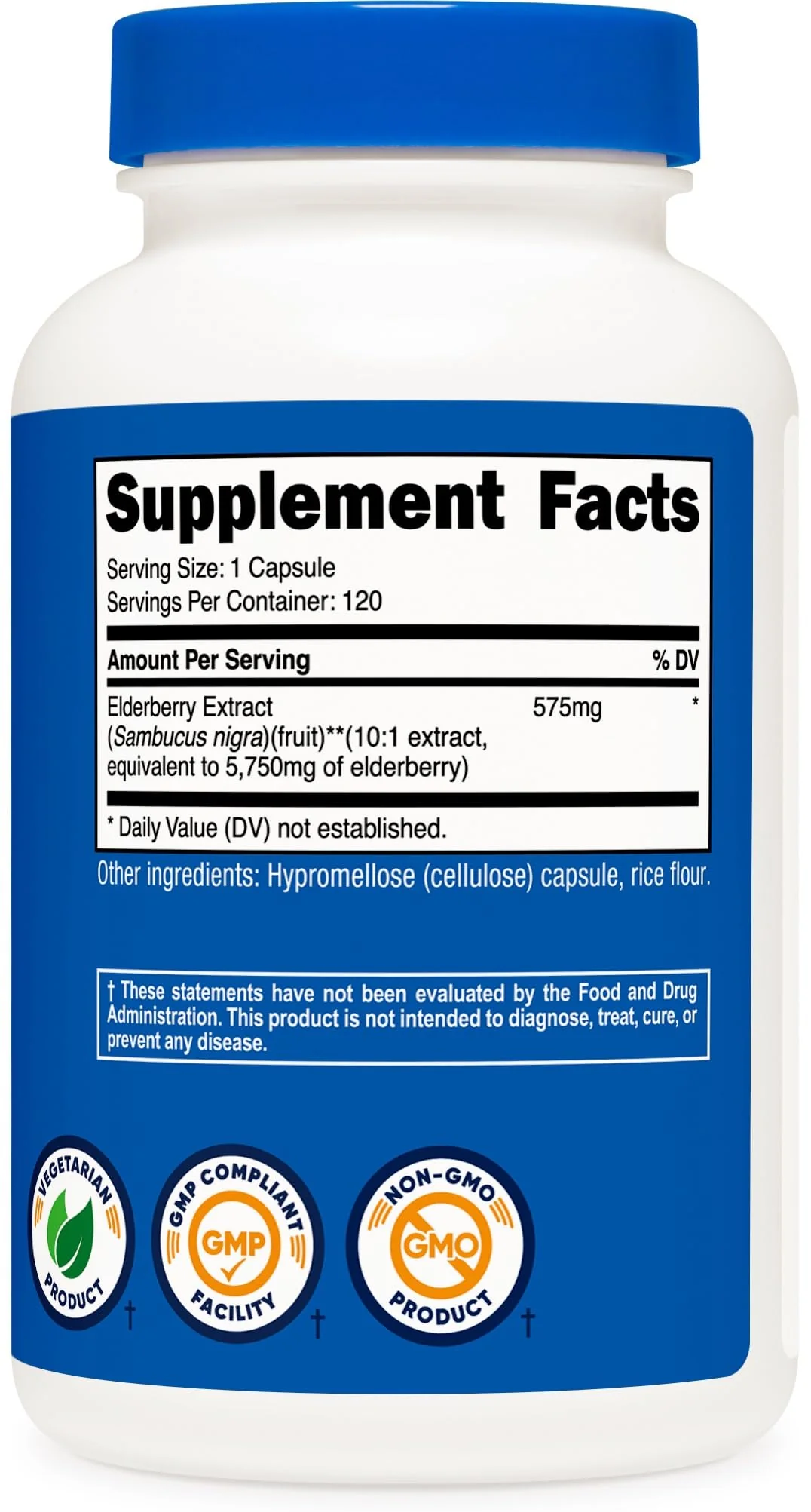 Nutricost Elderberry Capsules 575mg (120 Capsules) - Black Elderberry, Vegetarian, Gluten Free and Non-GMO Supplement - Image 2