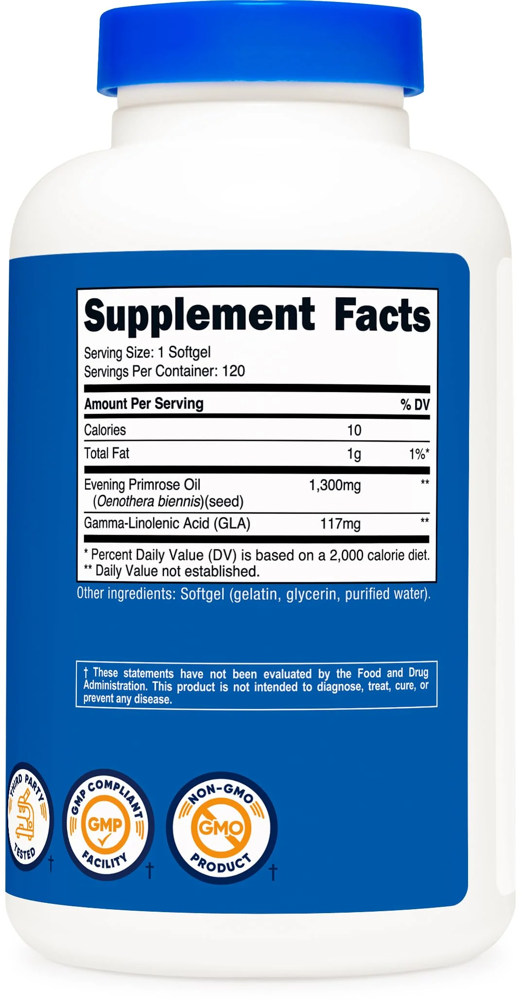 Nutricost Evening Primrose Oil 1,300mg, 120 Softgels - Cold Pressed, Non-GMO, Gluten Free, 120 Servings - Image 2