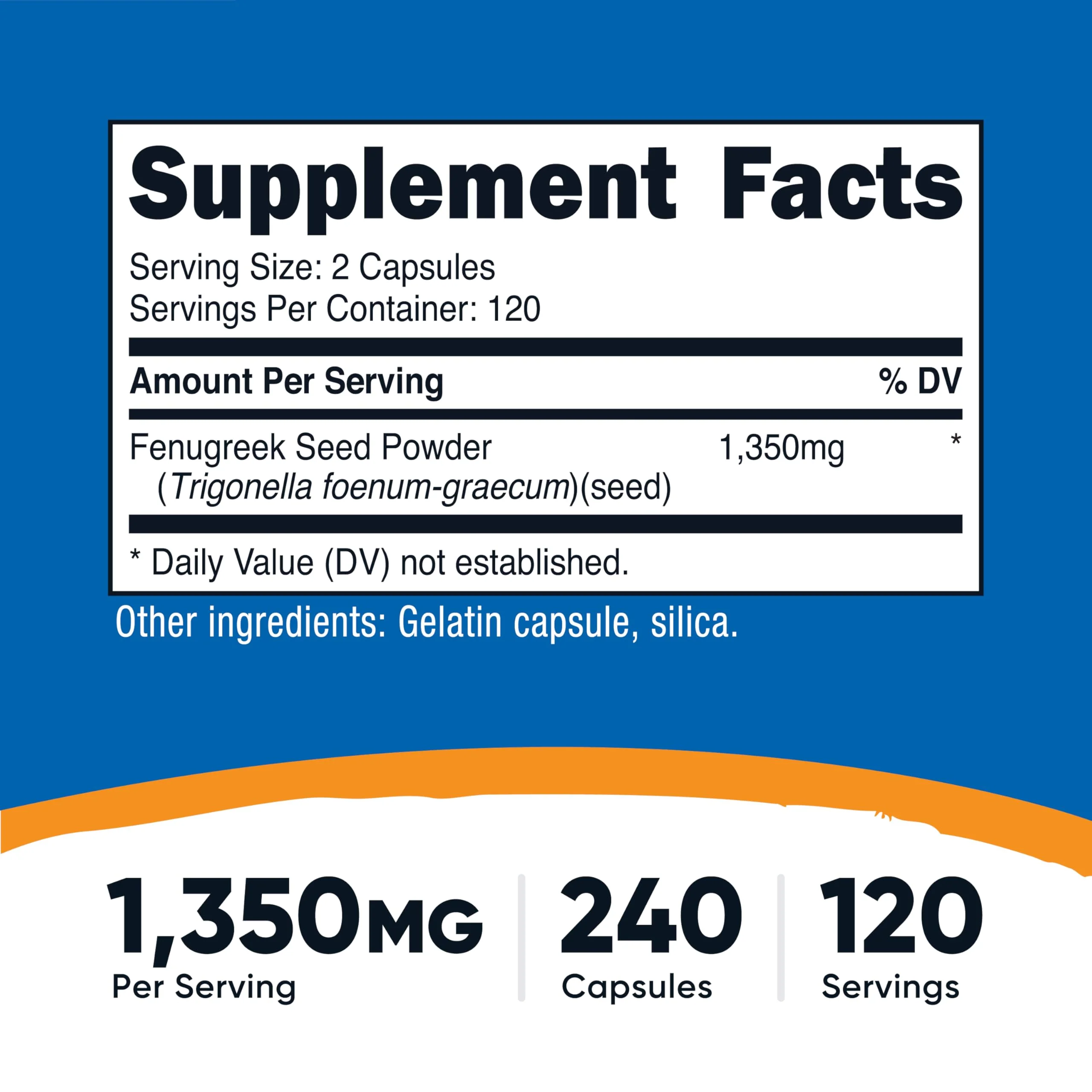 Nutricost Fenugreek Seed 1350mg, 240 Capsules - Gluten Free, Non-GMO, 675mg Per Capsule - Image 6