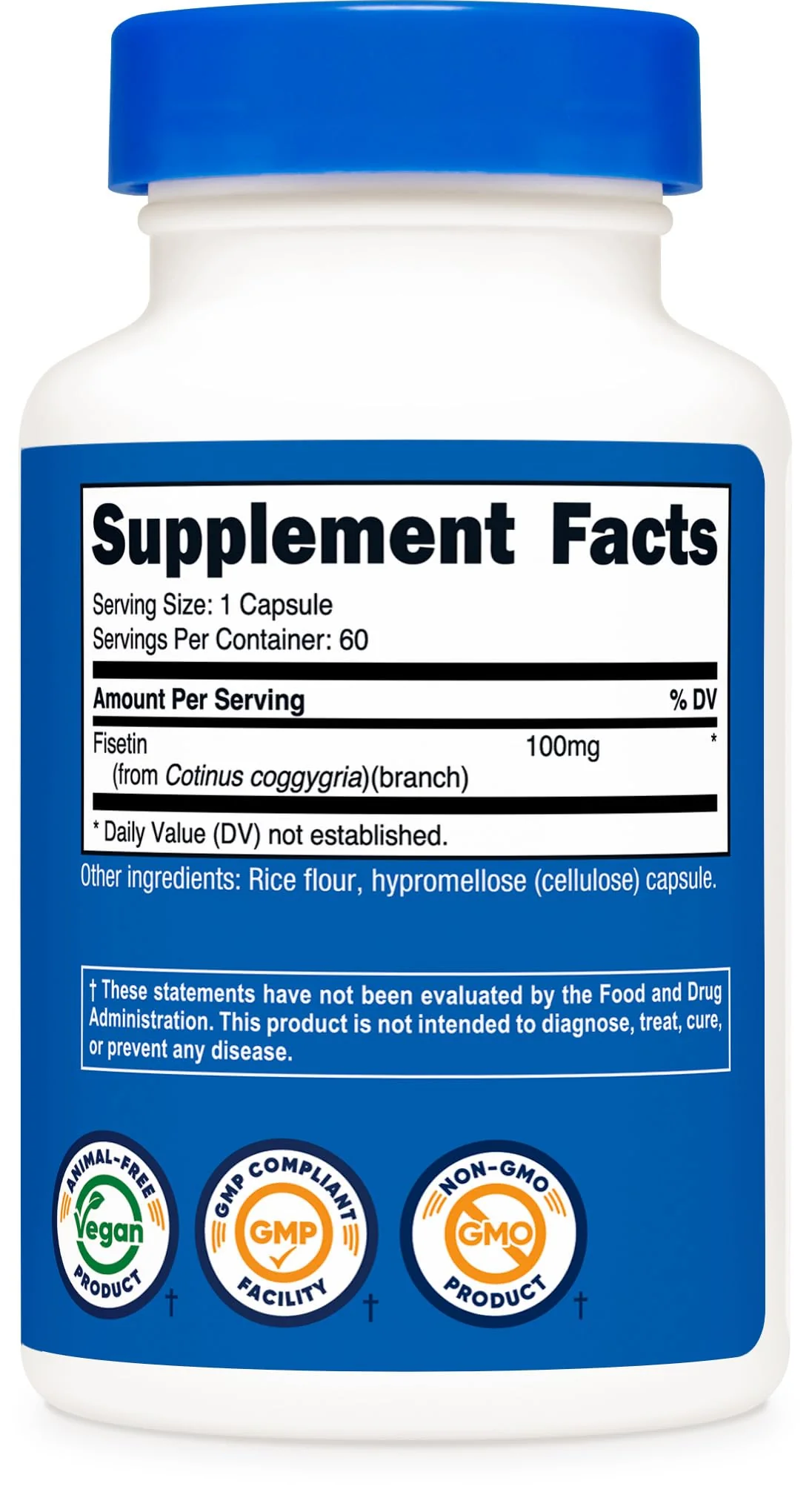 Nutricost Fisetin Capsules 100mg, 60 Capsules - Natural Polyphenol Antioxidant - Non-GMO, Gluten Free, and Vegan Friendly Supplement - Image 2