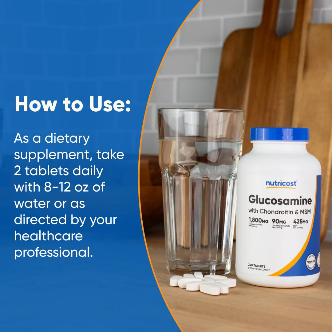 Nutricost Glucosamine 1800mg with Chondroitin & MSM, 240 Tablets, 120 Servings - Non-GMO, Gluten Free - Image 4