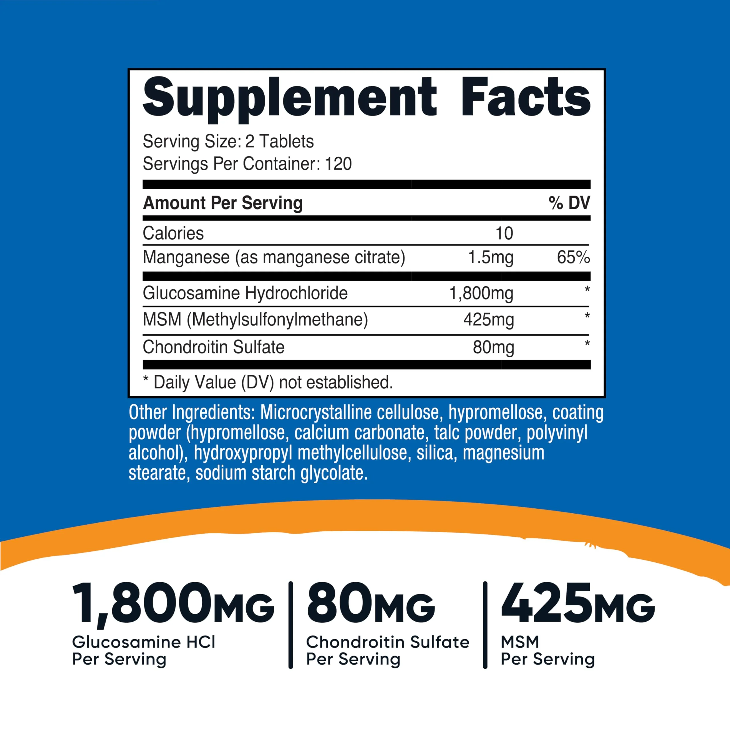 Nutricost Glucosamine 1800mg with Chondroitin & MSM, 240 Tablets, 120 Servings - Non-GMO, Gluten Free - Image 8