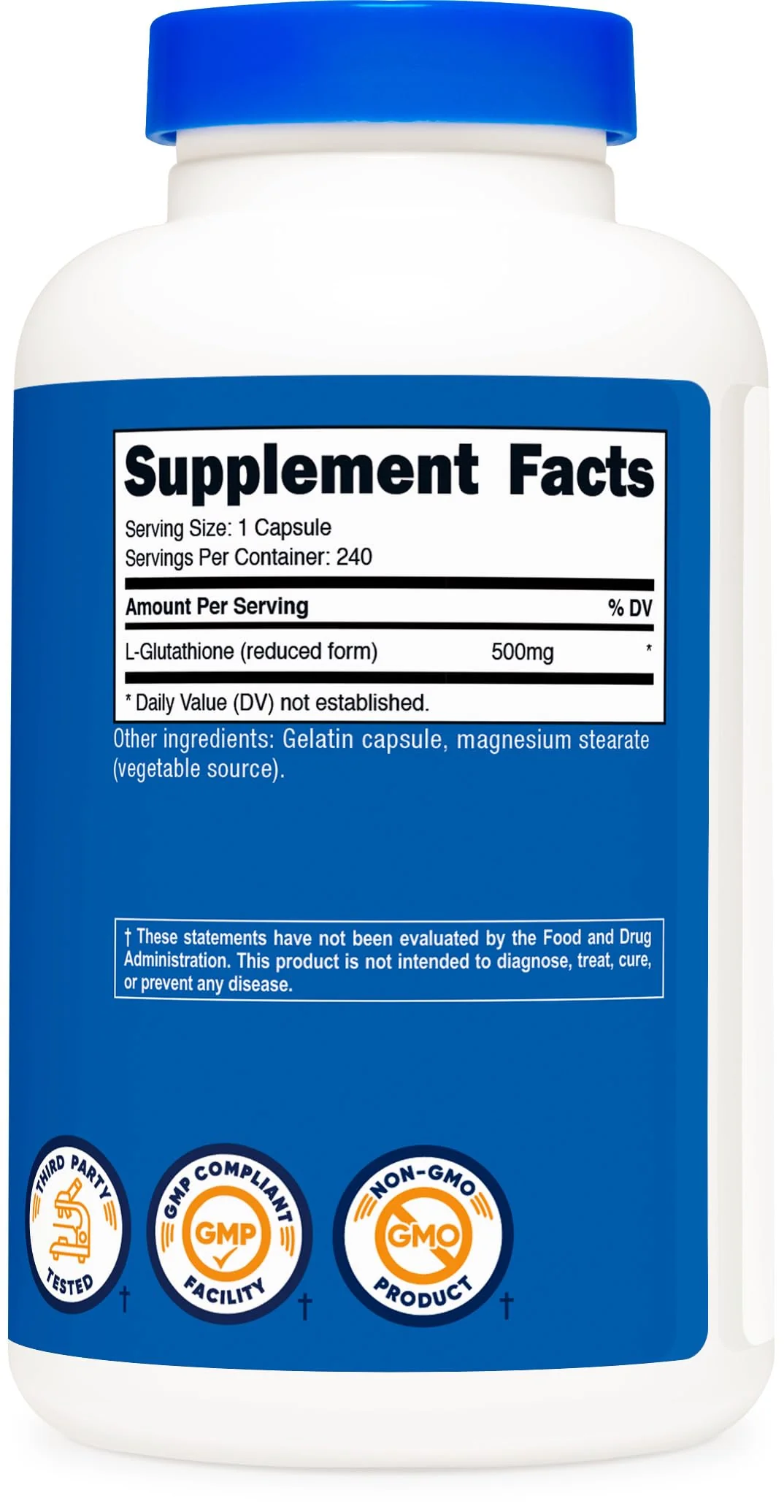 Nutricost Glutathione Capsules 500mg, 240 Capsules - Gluten Free, GMO Free - Image 6