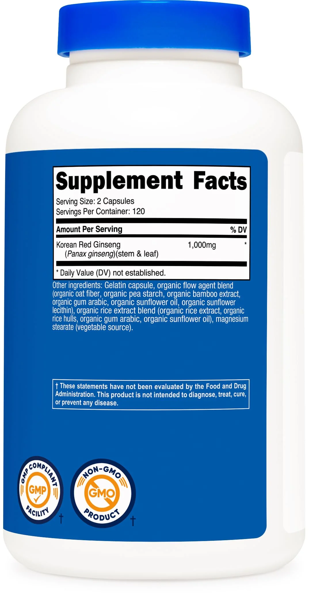 Nutricost Korean Ginseng 1000mg Serving, 240 Capsules - 500mg Per Capsule, 120 Servings - Korean Panax Red Ginseng - Gluten Free & Non-GMO - Image 3