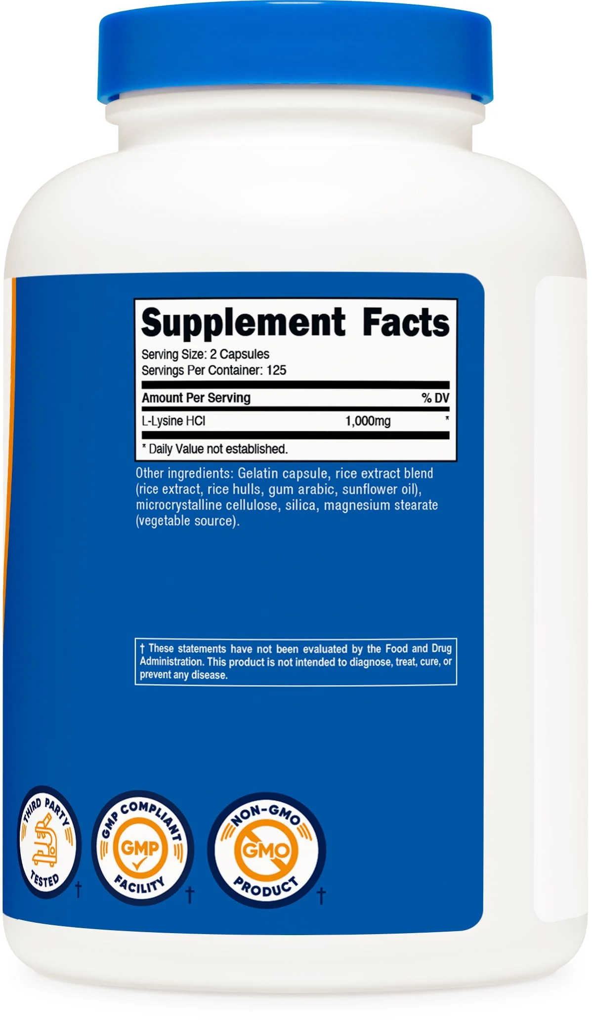 Nutricost L-Lysine 1000mg, 250 Capsules - 500mg Per Cap, Gluten Free, Non-GMO - Image 2