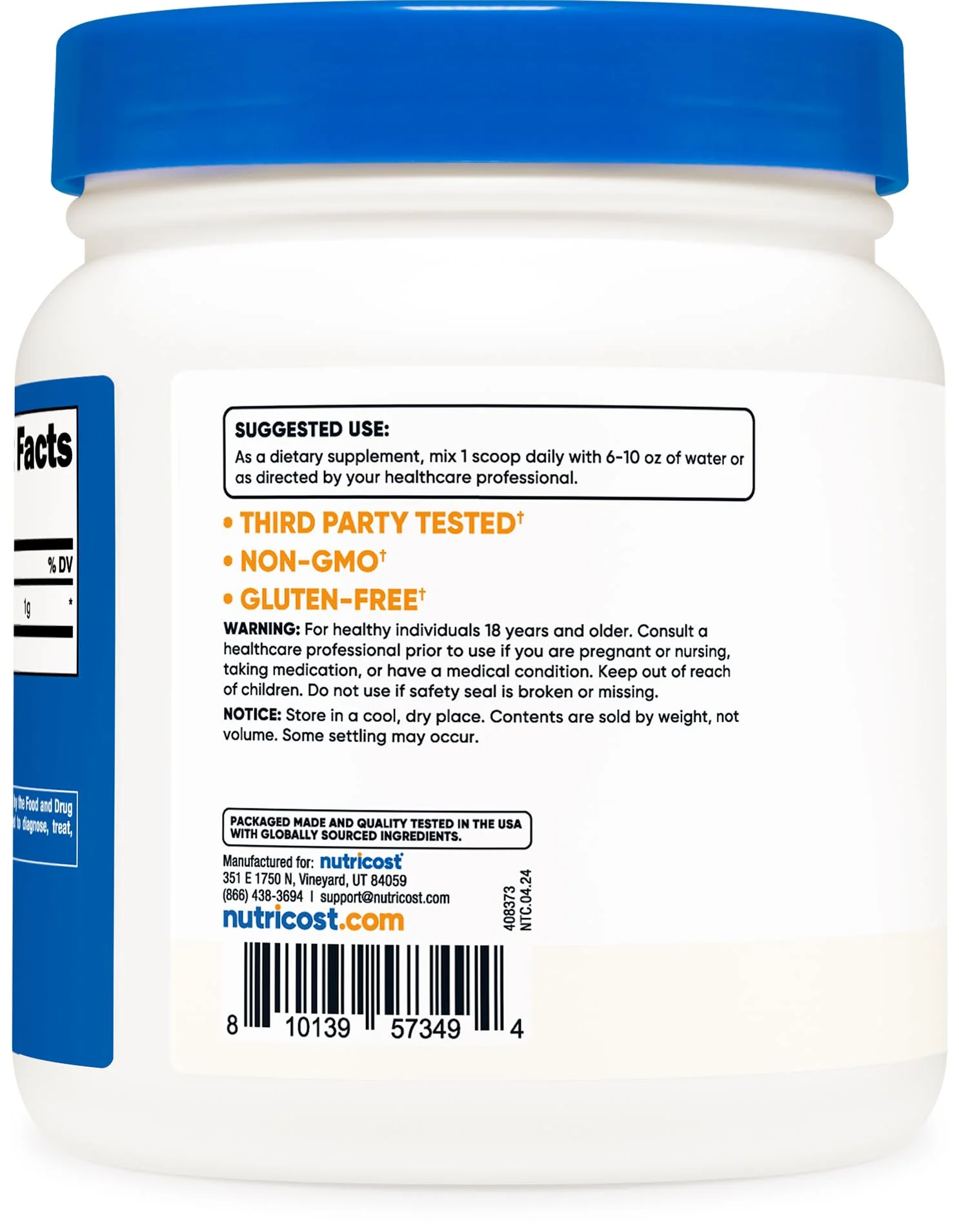 Nutricost L-Lysine Powder 500 Grams - Pure L-Lysine, Non-GMO, Gluten Free - Image 3