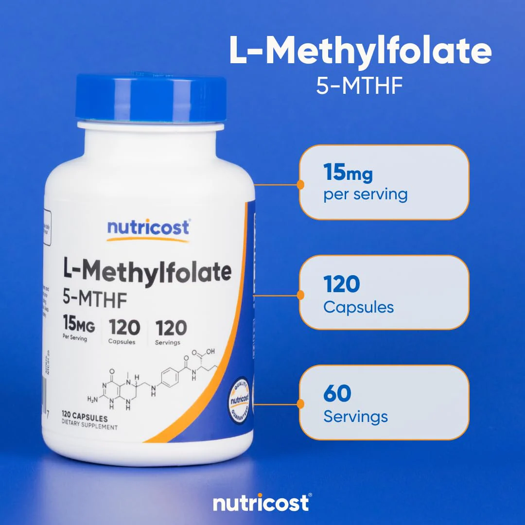 Nutricost L-Methylfolate 15mg, 120 Capsules (5-MTHF) - Vegan, Non-GMO, Gluten Free - Image 4