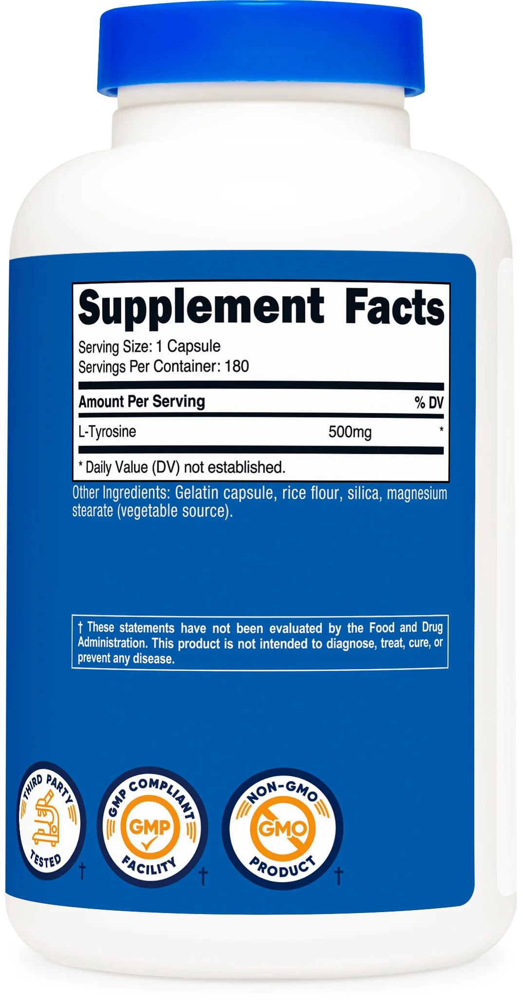 Nutricost L-Tyrosine 500mg, 180 Capsules - Gluten Free & Non-GMO - Image 5
