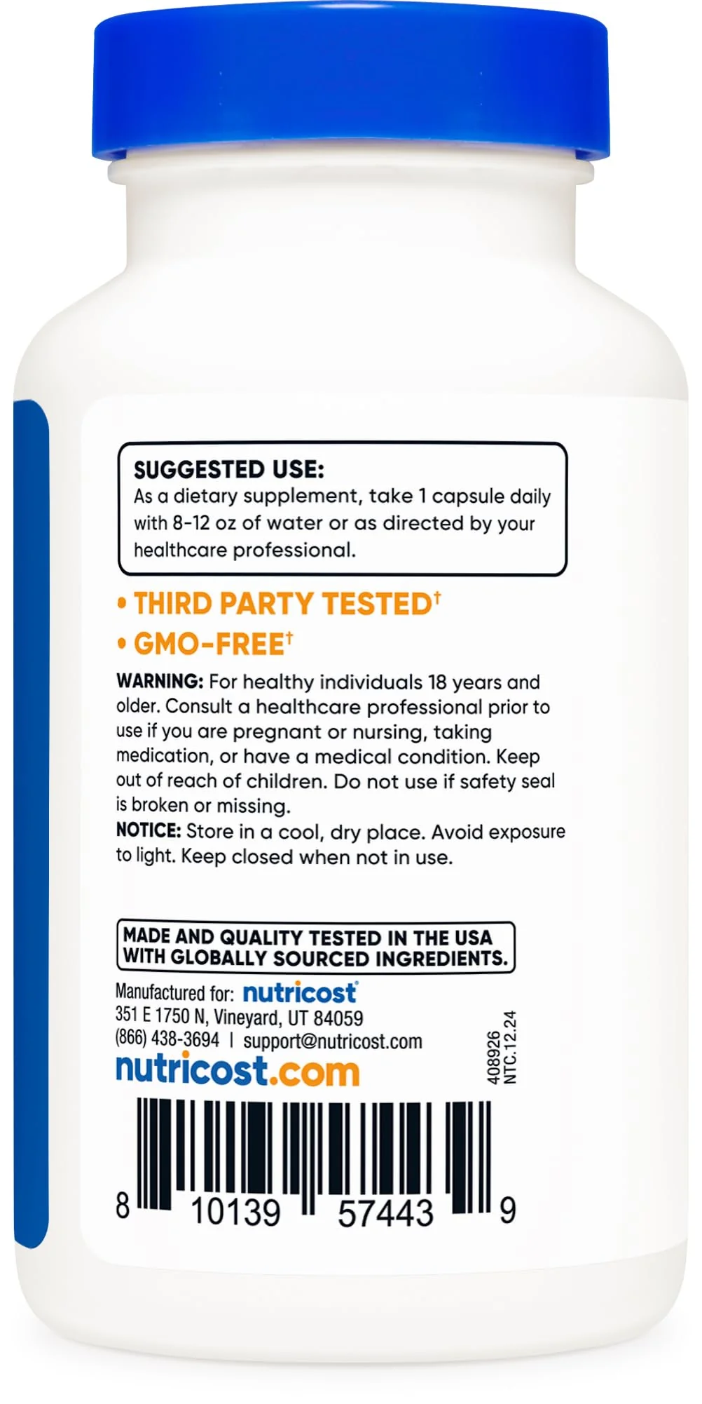 Nutricost Lactase Enzyme Complex 3,000 FCC ALU, 120 Vegetarian Capsules - Non-GMO, Gluten Free, 120 Servings - Image 4