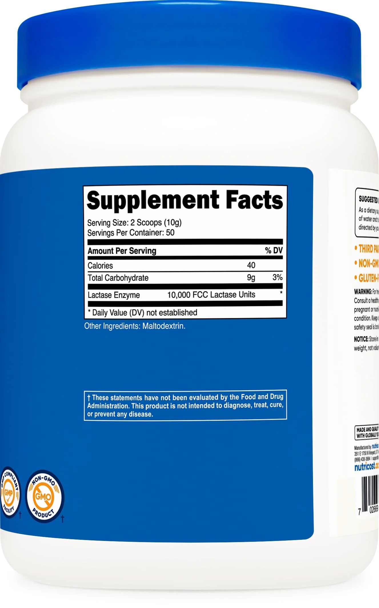 Nutricost Lactase Powder 500 Grams - Non-GMO, Gluten Free - Image 3