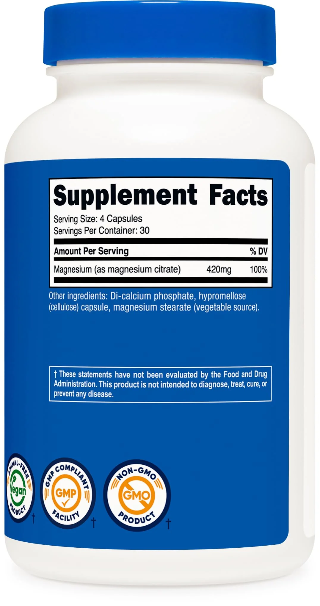 Nutricost Magnesium Citrate 420mg, 120 Veggie Capsules - 30 Servings, Gluten Free, Non-GMO Supplement - Image 2