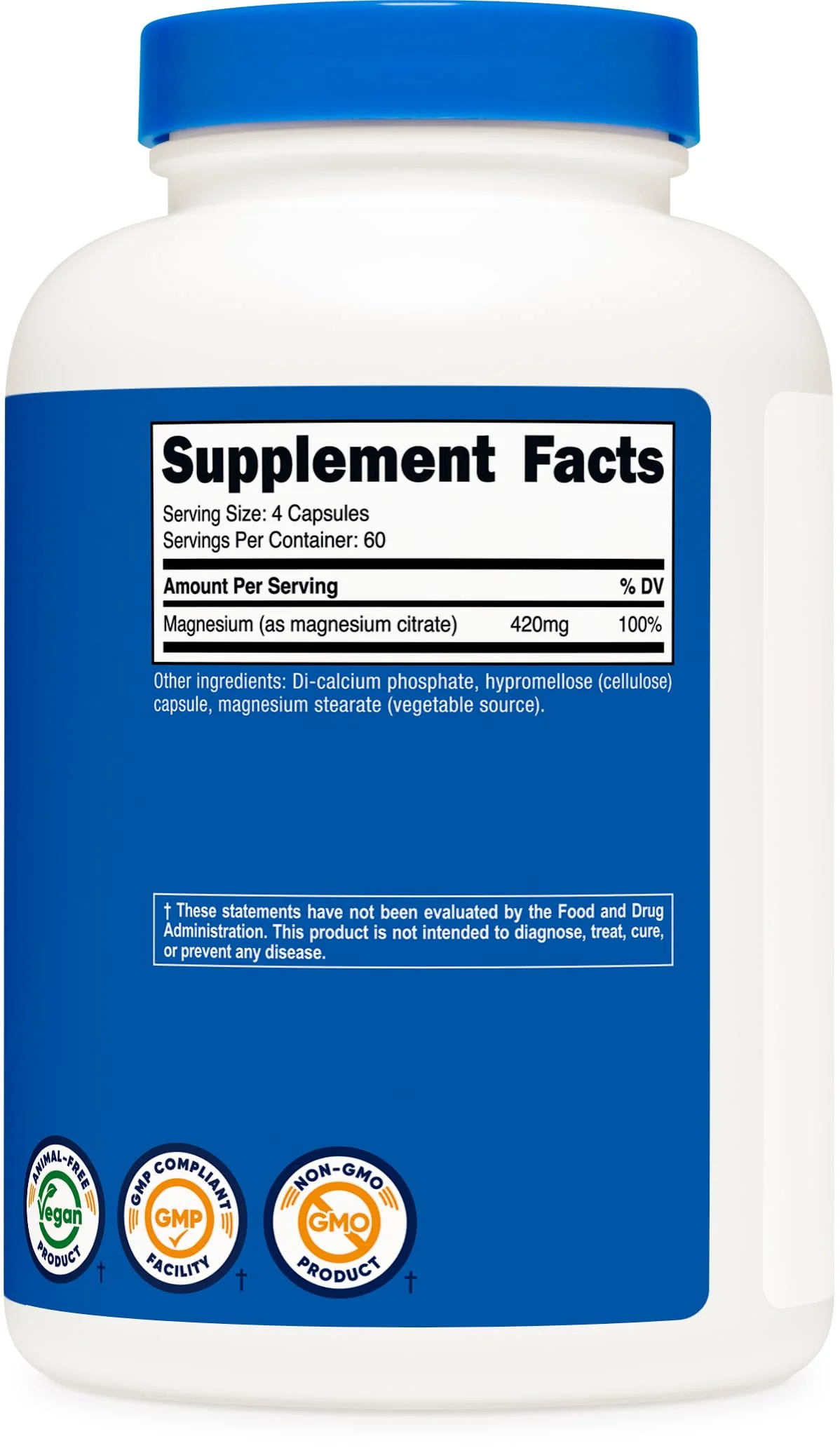 Nutricost Magnesium Citrate 420mg, 240 Veggie Capsules - 60 Servings, Gluten Free, Non-GMO, Vegetarian Friendly - Image 2
