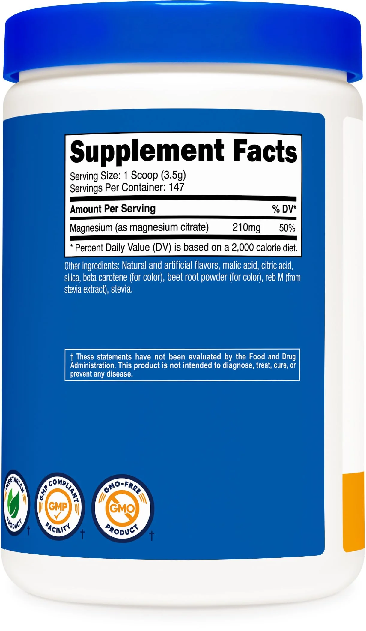Nutricost Magnesium Citrate Powder (Peach Mango, 500 Gram) - Image 2