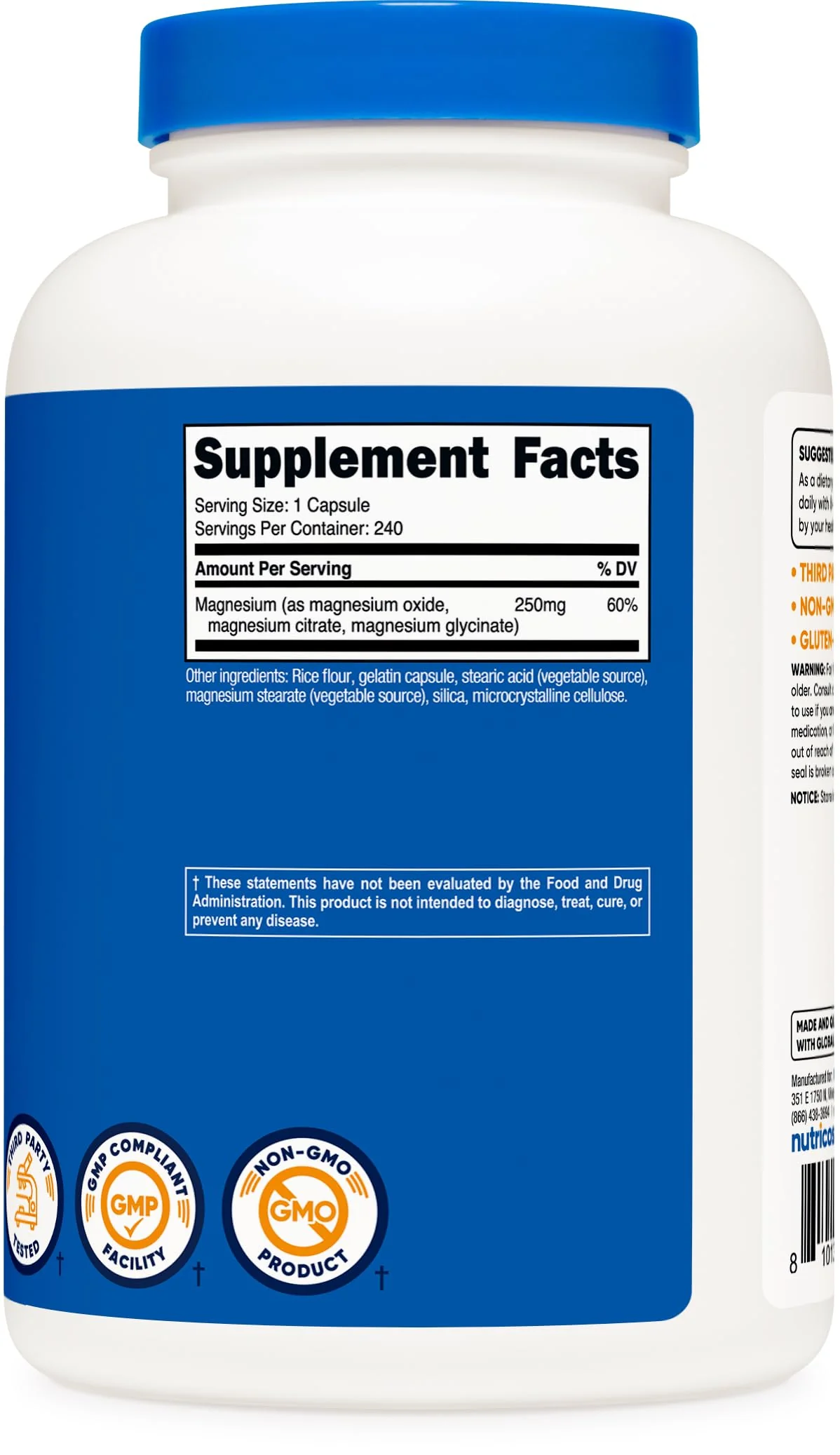 Nutricost Magnesium Complex 250mg, 240 Capsules - Magnesium Oxide, Citrate, and Glycinate - Gluten Free and Non-GMO - Image 2