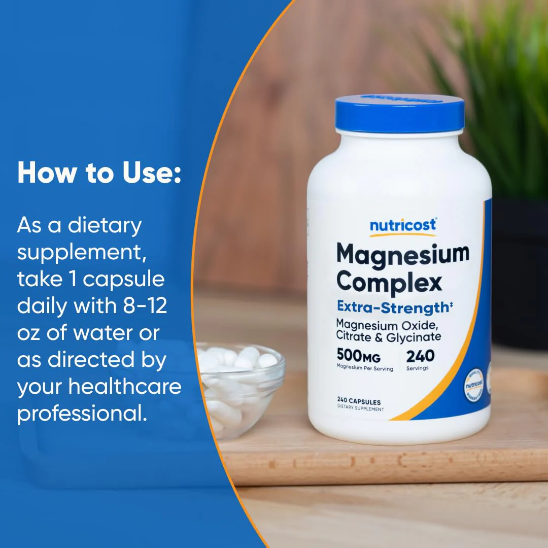 Nutricost Magnesium Complex 500mg, 240 Capsules - Magnesium Oxide, Citrate, and Glycinate - Gluten Free and Non-GMO - Image 3