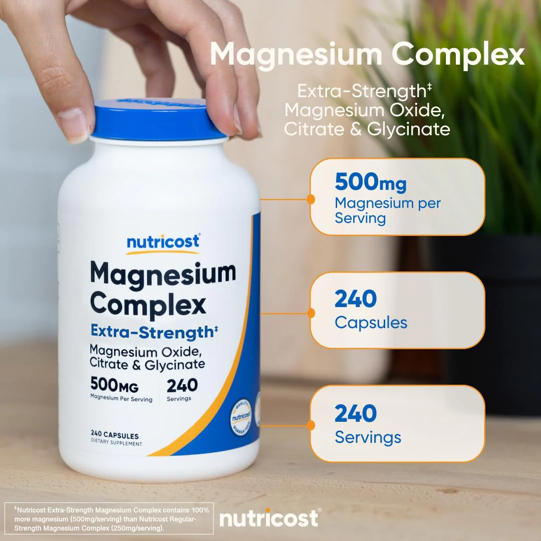 Nutricost Magnesium Complex 500mg, 240 Capsules - Magnesium Oxide, Citrate, and Glycinate - Gluten Free and Non-GMO - Image 4