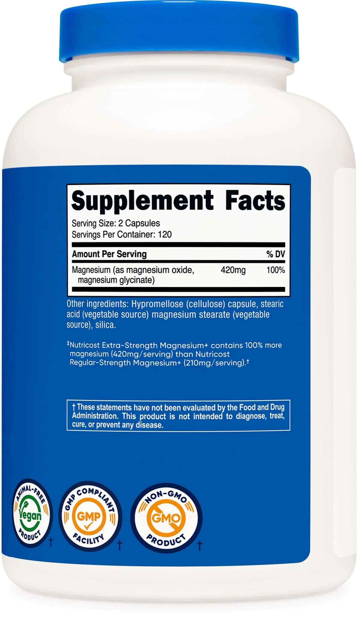 Nutricost Magnesium+ Extra Strength 420mg, 240 Capsules - 120 Servings. Magnesium Oxide and Glycinate - Non-GMO, Gluten Free, Vegan Friendly - Image 2