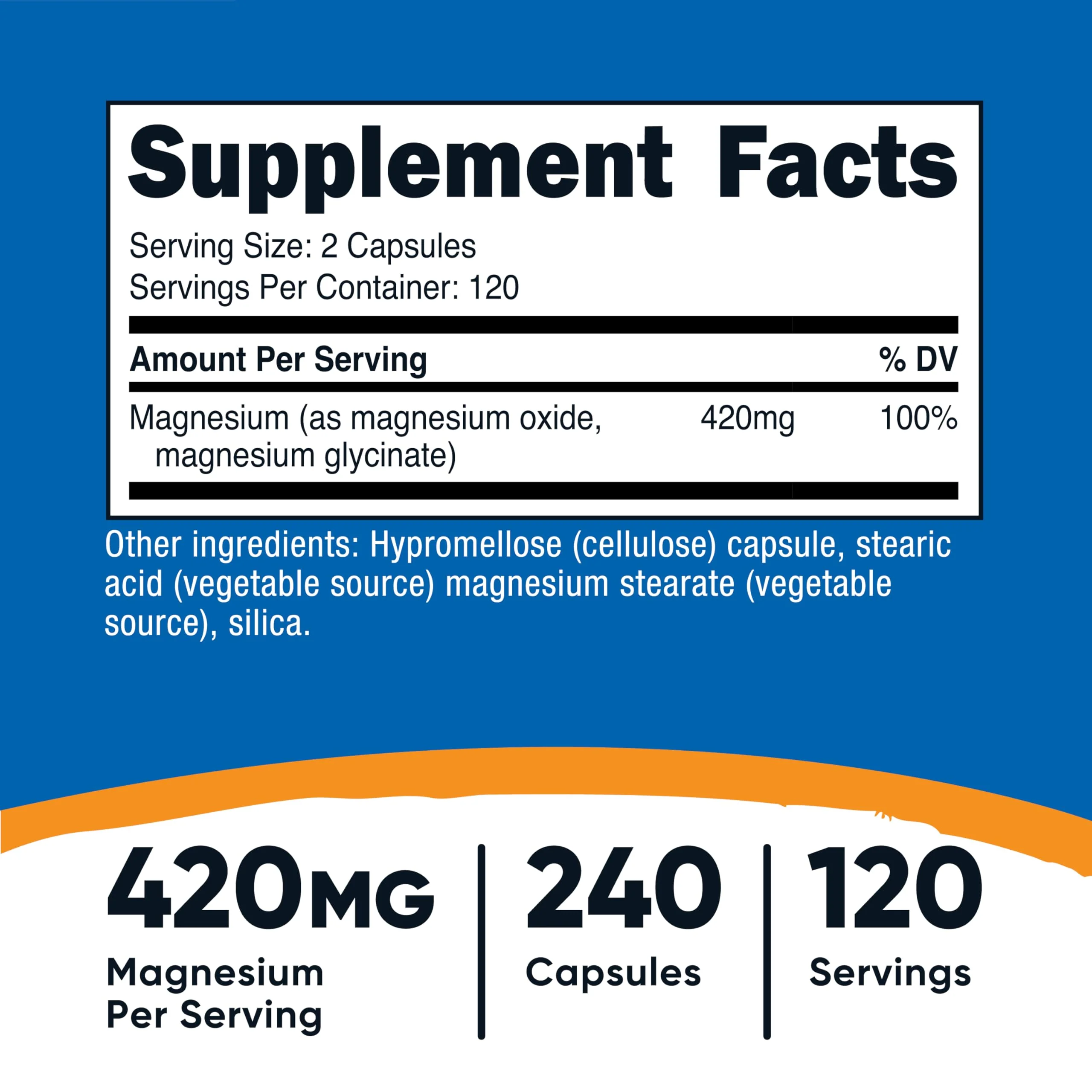 Nutricost Magnesium+ Extra Strength 420mg, 240 Capsules - 120 Servings. Magnesium Oxide and Glycinate - Non-GMO, Gluten Free, Vegan Friendly - Image 5