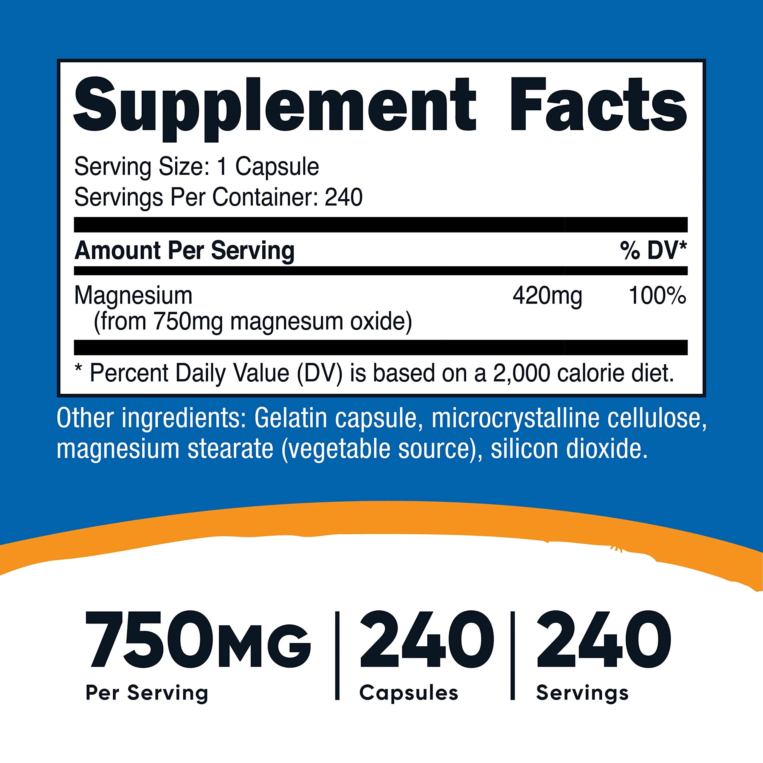 Nutricost Magnesium Oxide 750mg, 240 Capsules (3 Bottles) - Image 6