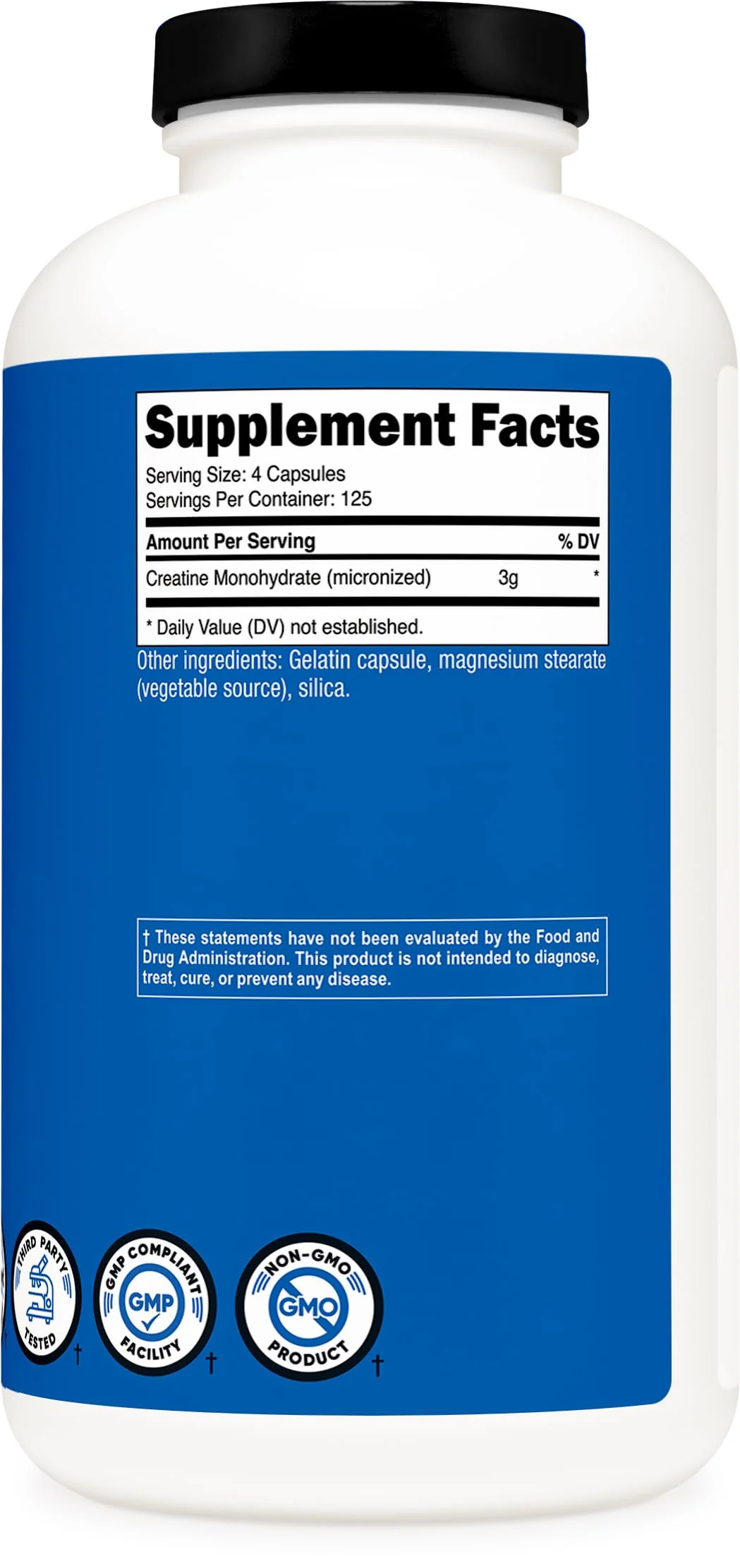 Nutricost Micronized Creatine Monohydrate 3,000mg 500 Capsules, 125 Servings, 750mg of Creatine Monohydrate Per Capsule - Image 2