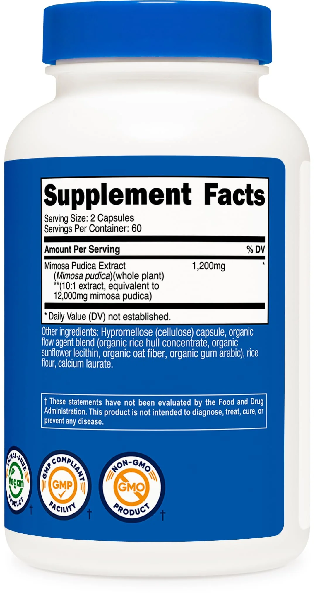 Nutricost Mimosa Pudica Seed 12,000mg Equivalent from 1,200mg of 10:1 Extract Per Serving, 120 Capsules for 60 Servings Per Bottle - Vegan, GMO Free and Gluten Free - Image 2