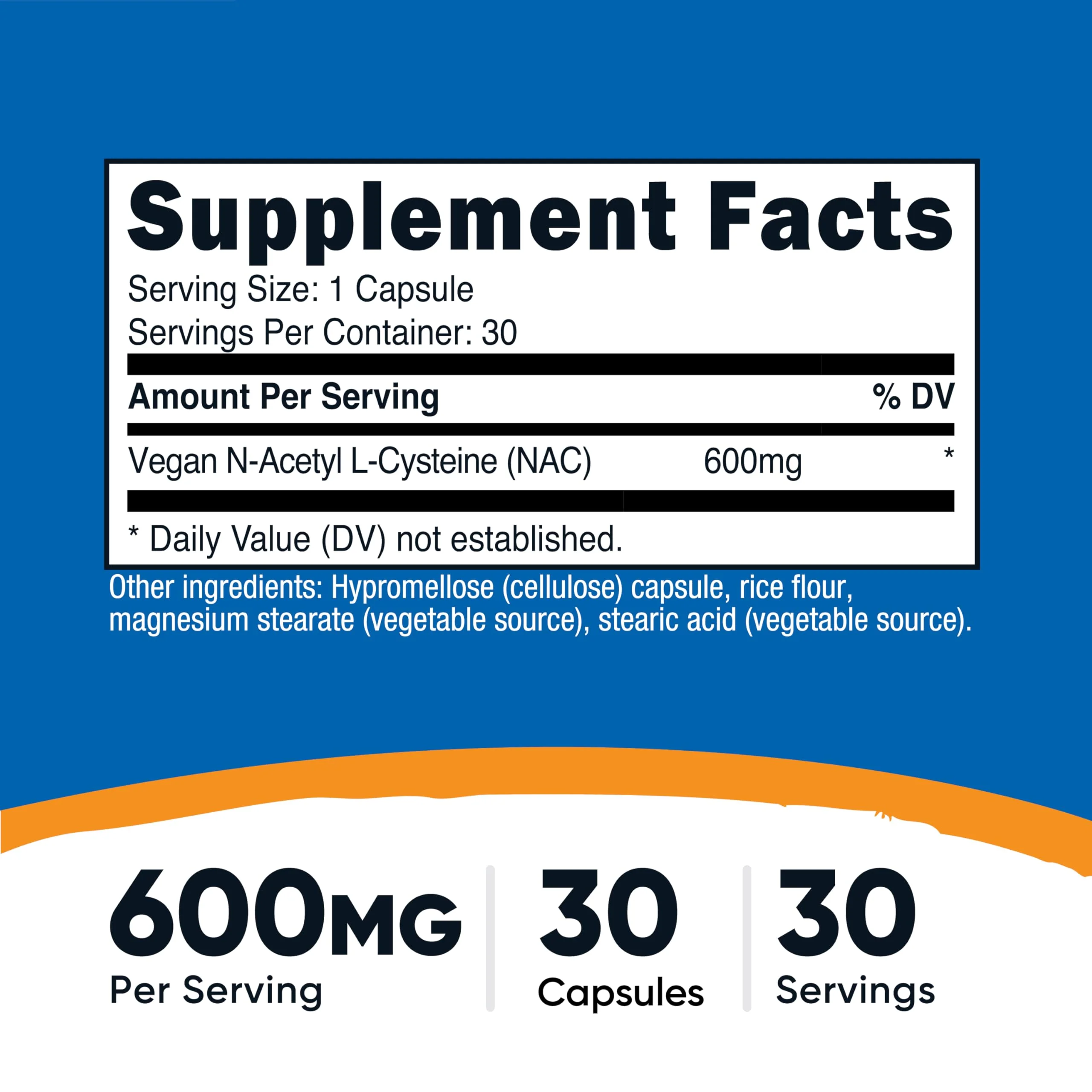 Nutricost N-Acetyl L-Cysteine (NAC) 600mg, 30 Vegan Capsules - GMO Free, Gluten Free, Vegetarian Caps - Image 5
