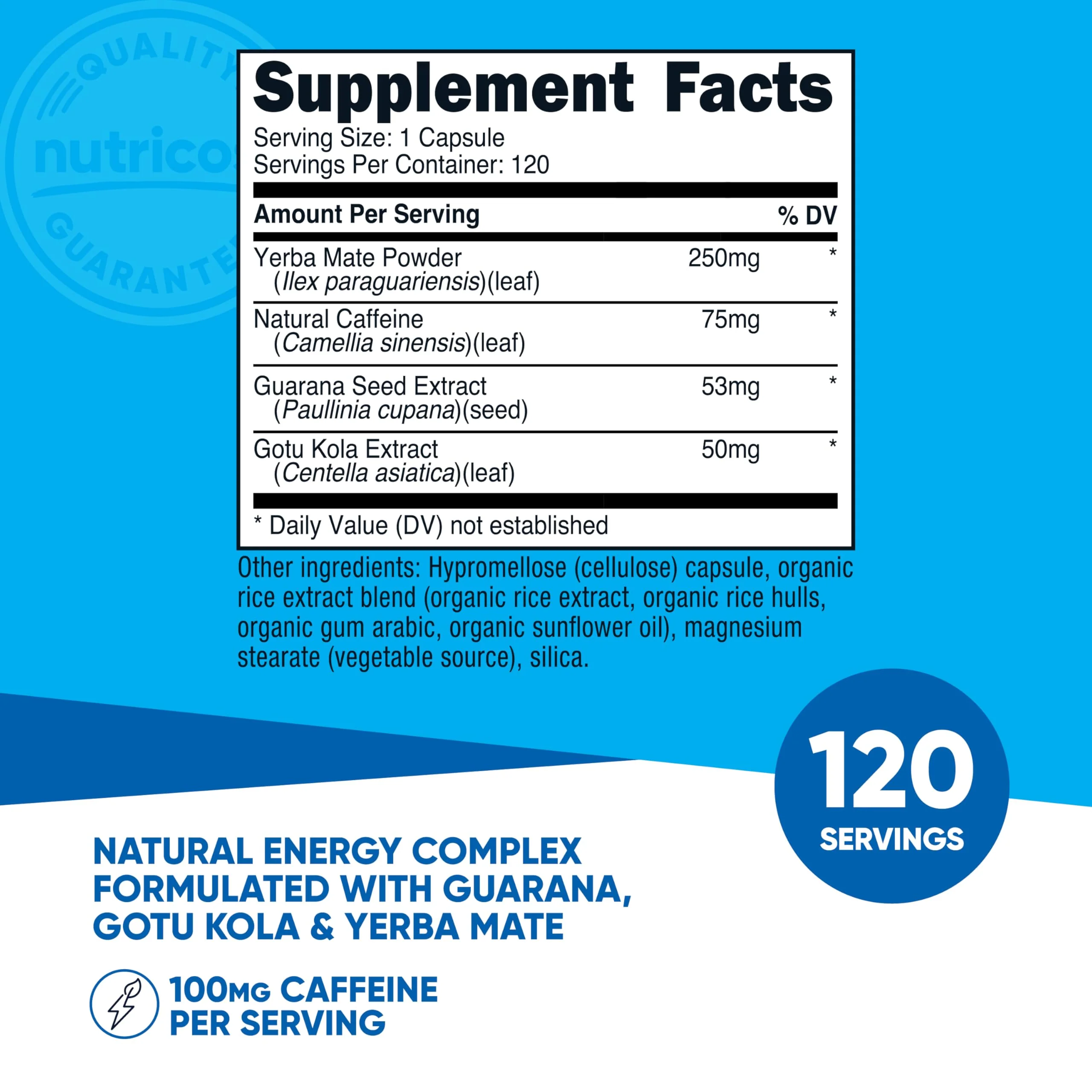 Nutricost Natural Energy Pills Complex 120 Capsules, 100mg Caffeine - Gluten Free - Non-GMO - Image 5