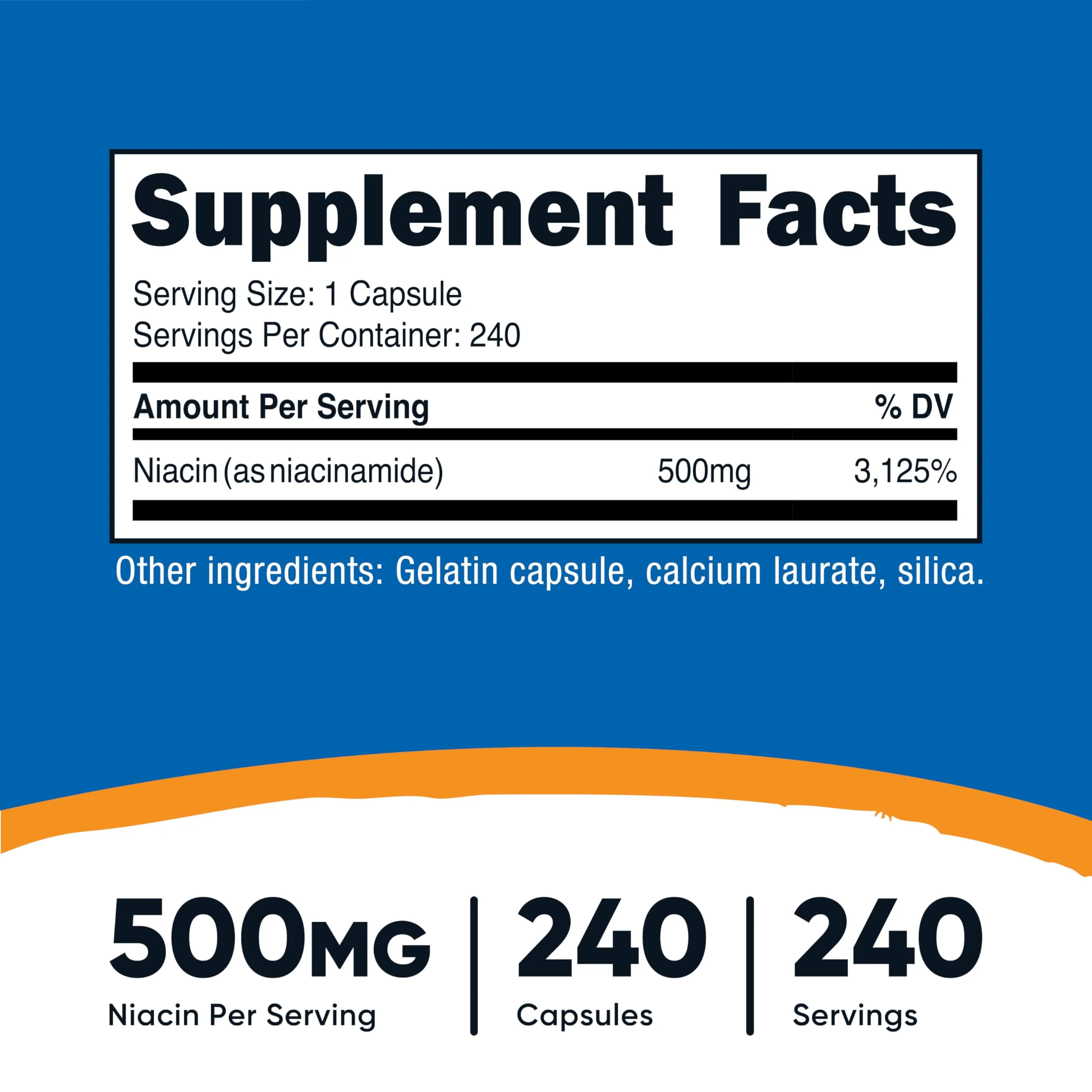 Nutricost Niacinamide (Vitamin B3) 500mg, 240 Capsules - Non-GMO, Gluten Free, Flush Free Vitamin B3 - Image 6