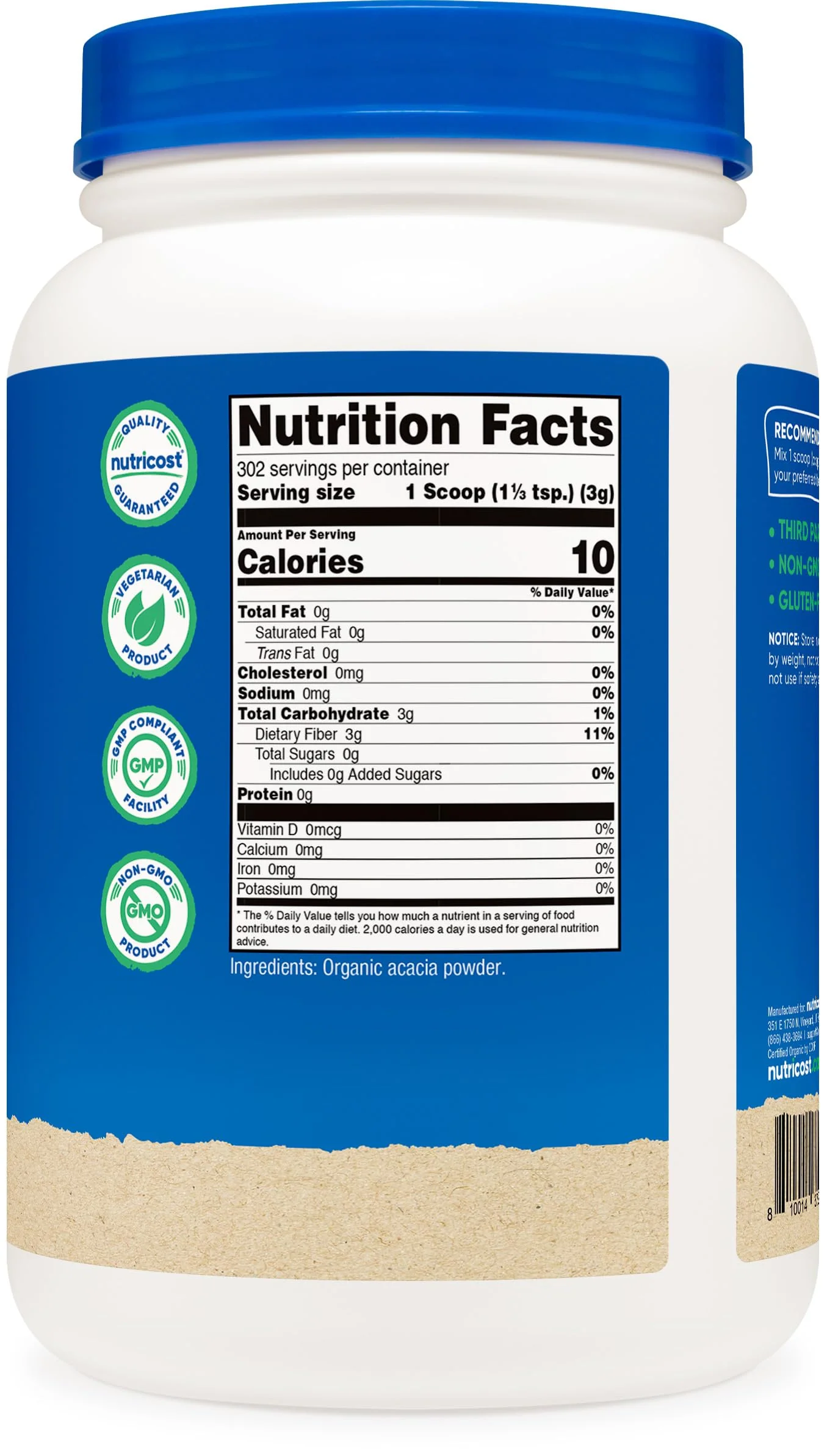 Nutricost Organic Acacia Fiber Powder (2 LB) - USDA Certified Organic, Non-GMO, Gluten Free - Image 3