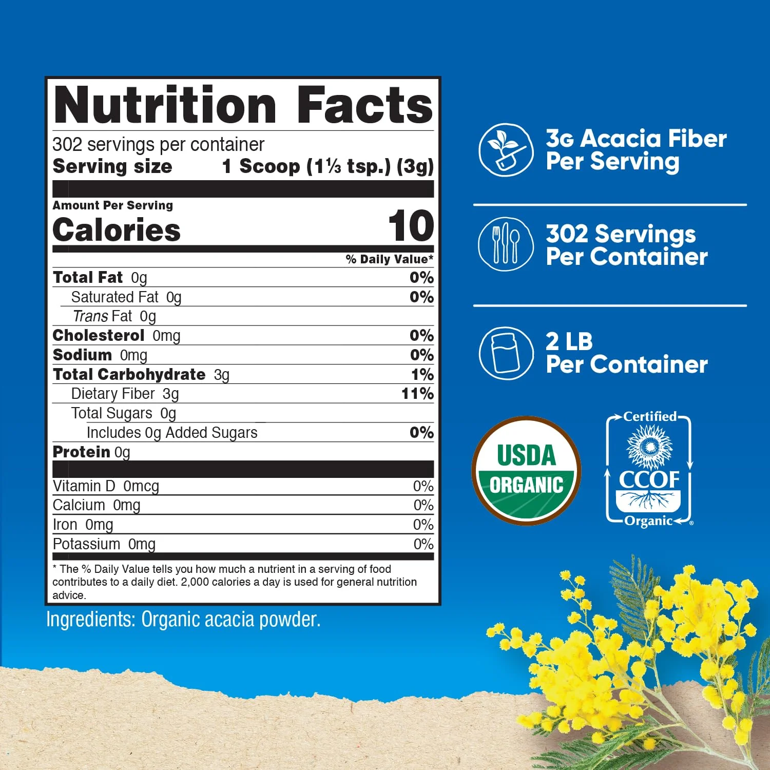 Nutricost Organic Acacia Fiber Powder (2 LB) - USDA Certified Organic, Non-GMO, Gluten Free - Image 5