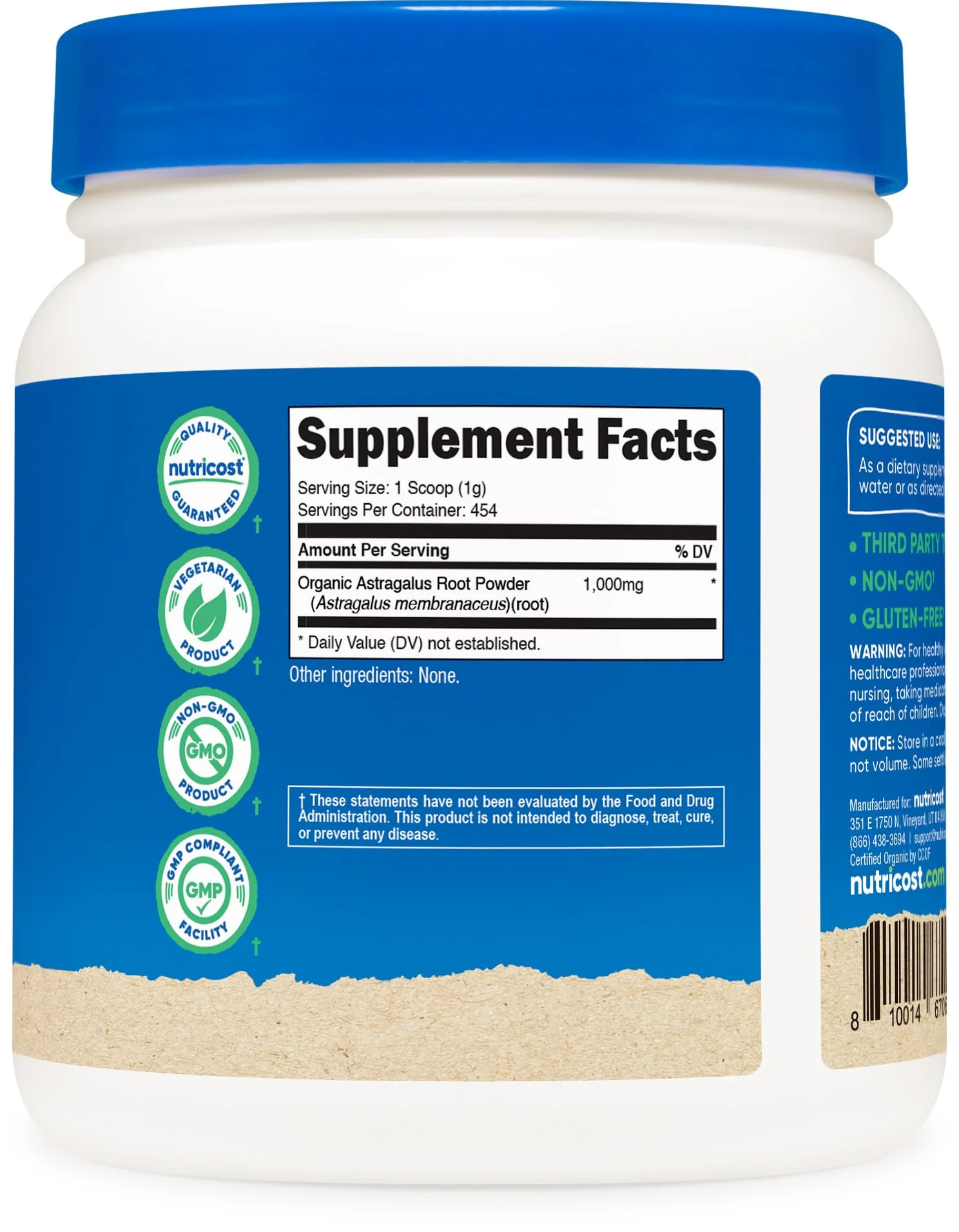 Nutricost Organic Astragalus Root Powder 1LB - Gluten Free, Non-GMO, Vegetarian - Image 2