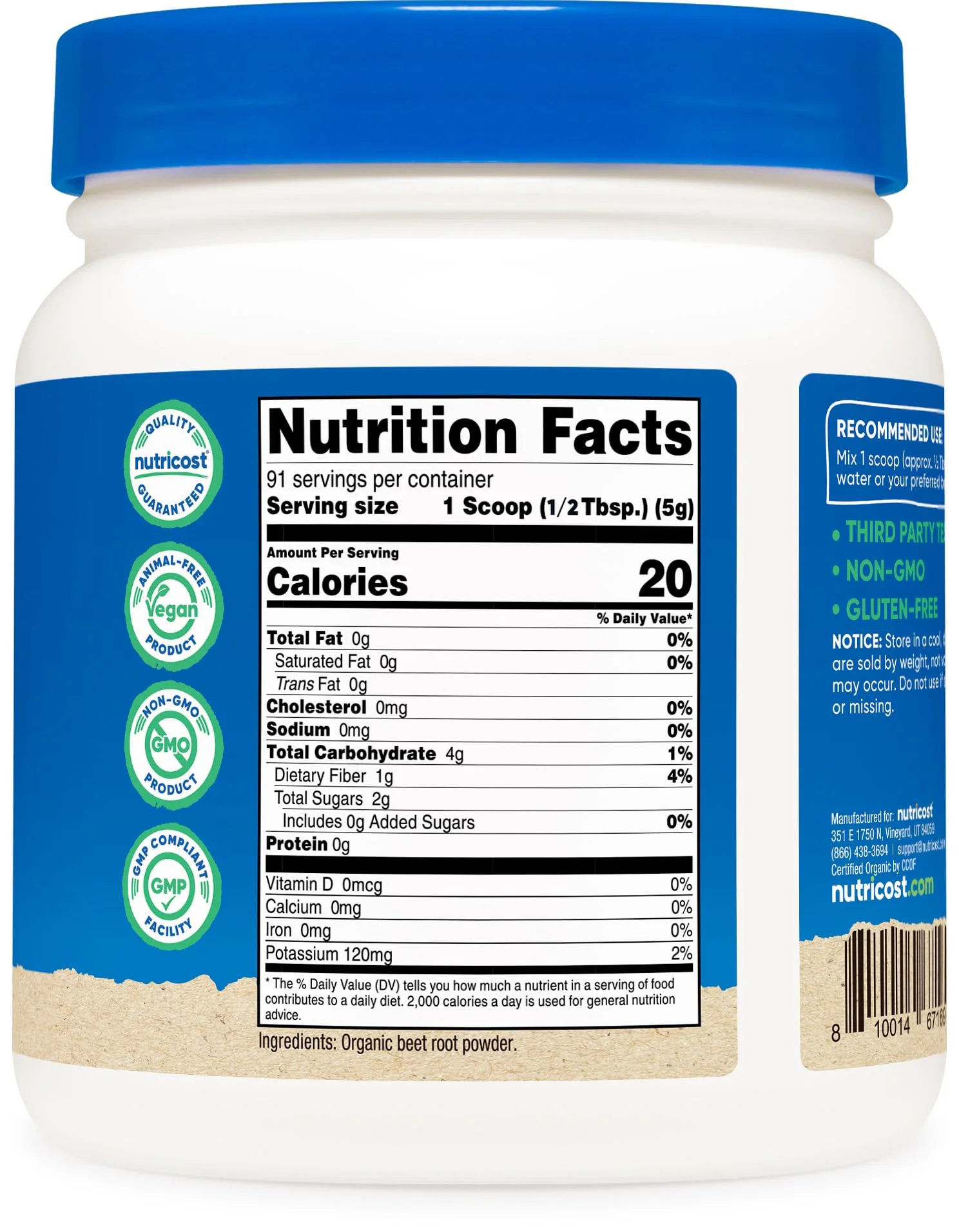 Nutricost Organic Beet Root Powder 1 LB - Vegan, Superfood, Certified USDA Organic - Image 2
