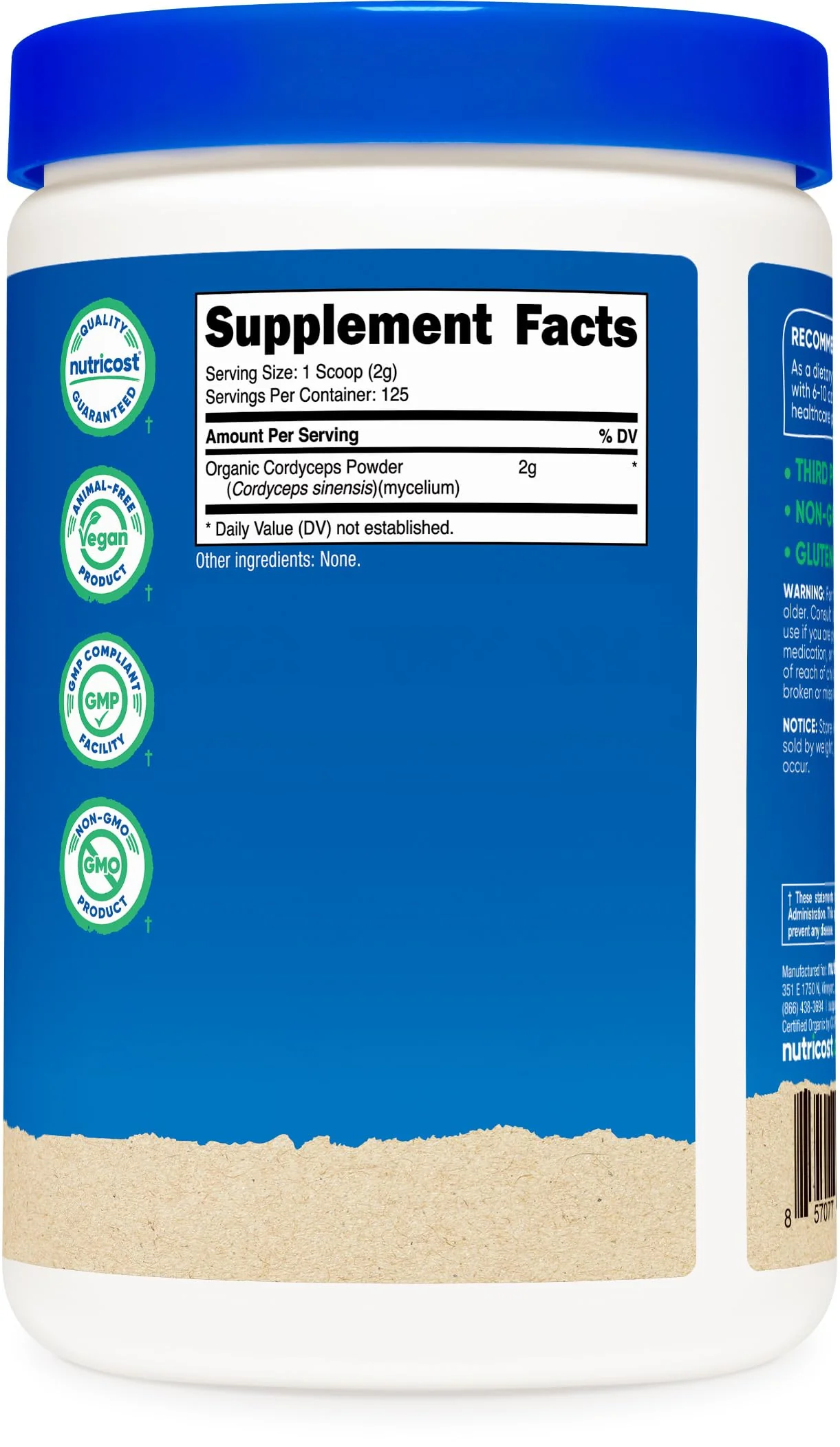 Nutricost Organic Cordyceps Mushroom Powder 250 Grams - USDA Certified Organic, Non-GMO, Gluten Free - Image 2